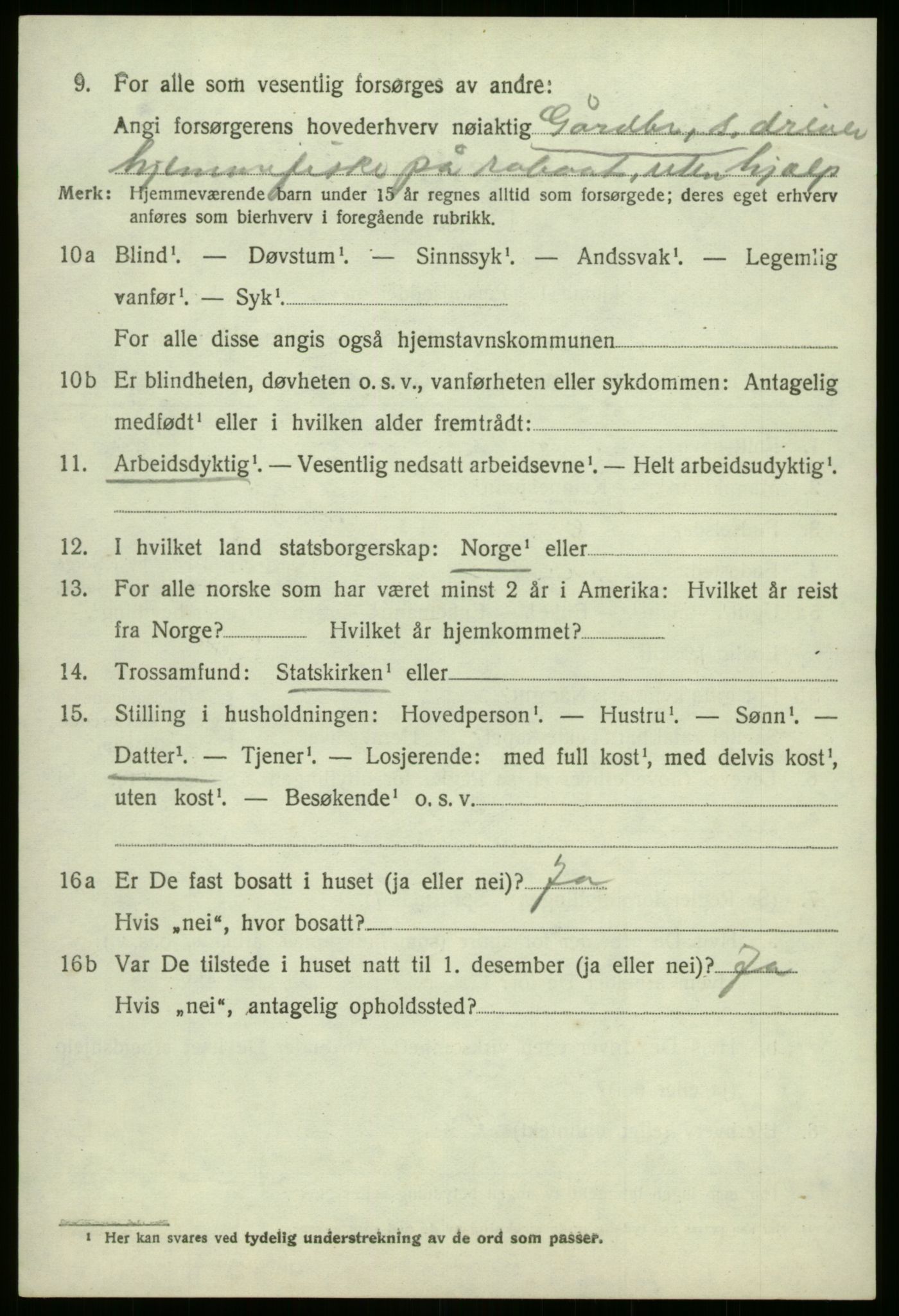 SAB, 1920 census for Selje, 1920, p. 4304