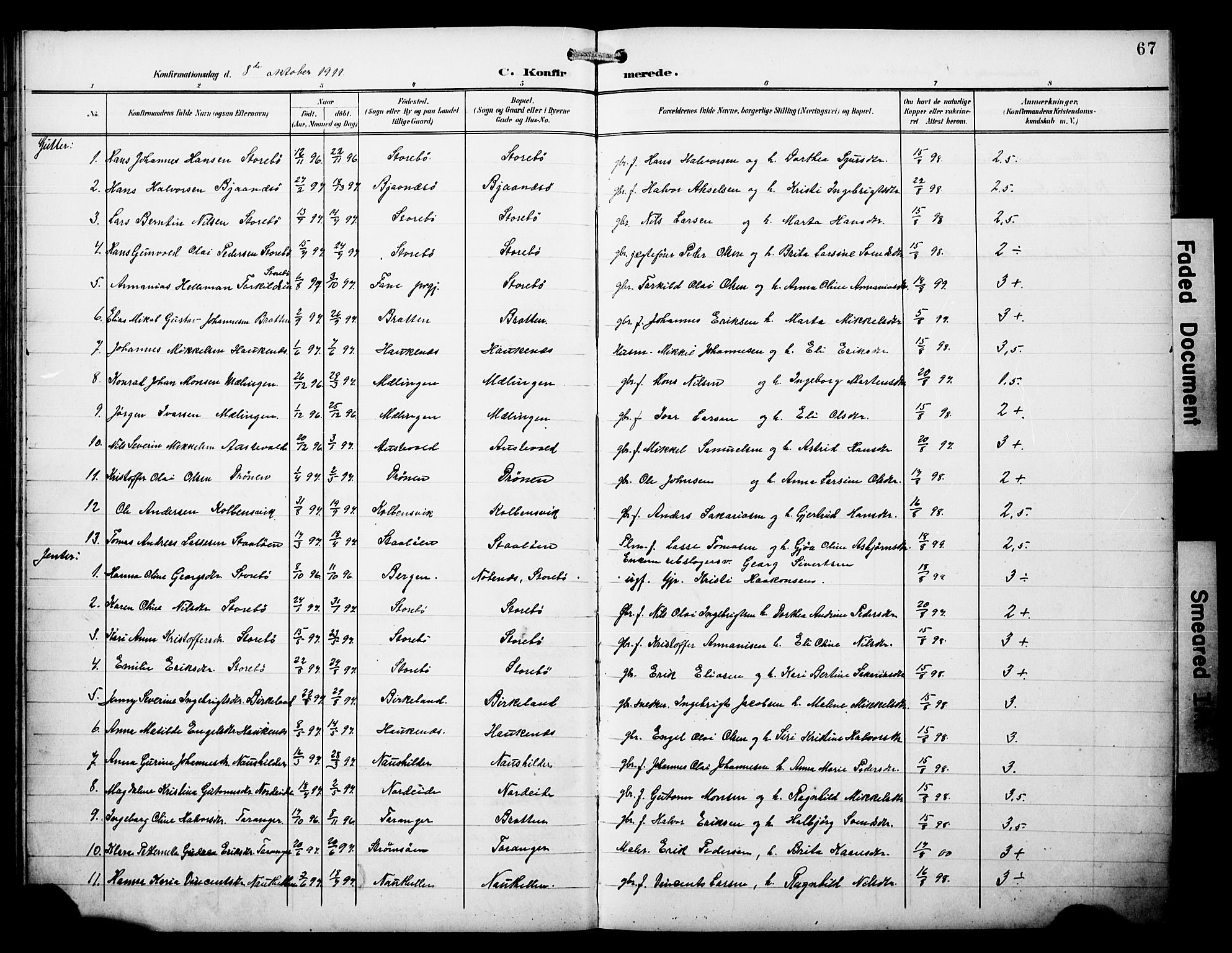 Austevoll Sokneprestembete, SAB/A-74201/H/Hab: Parish register (copy) no. A 4, 1901-1912, p. 67