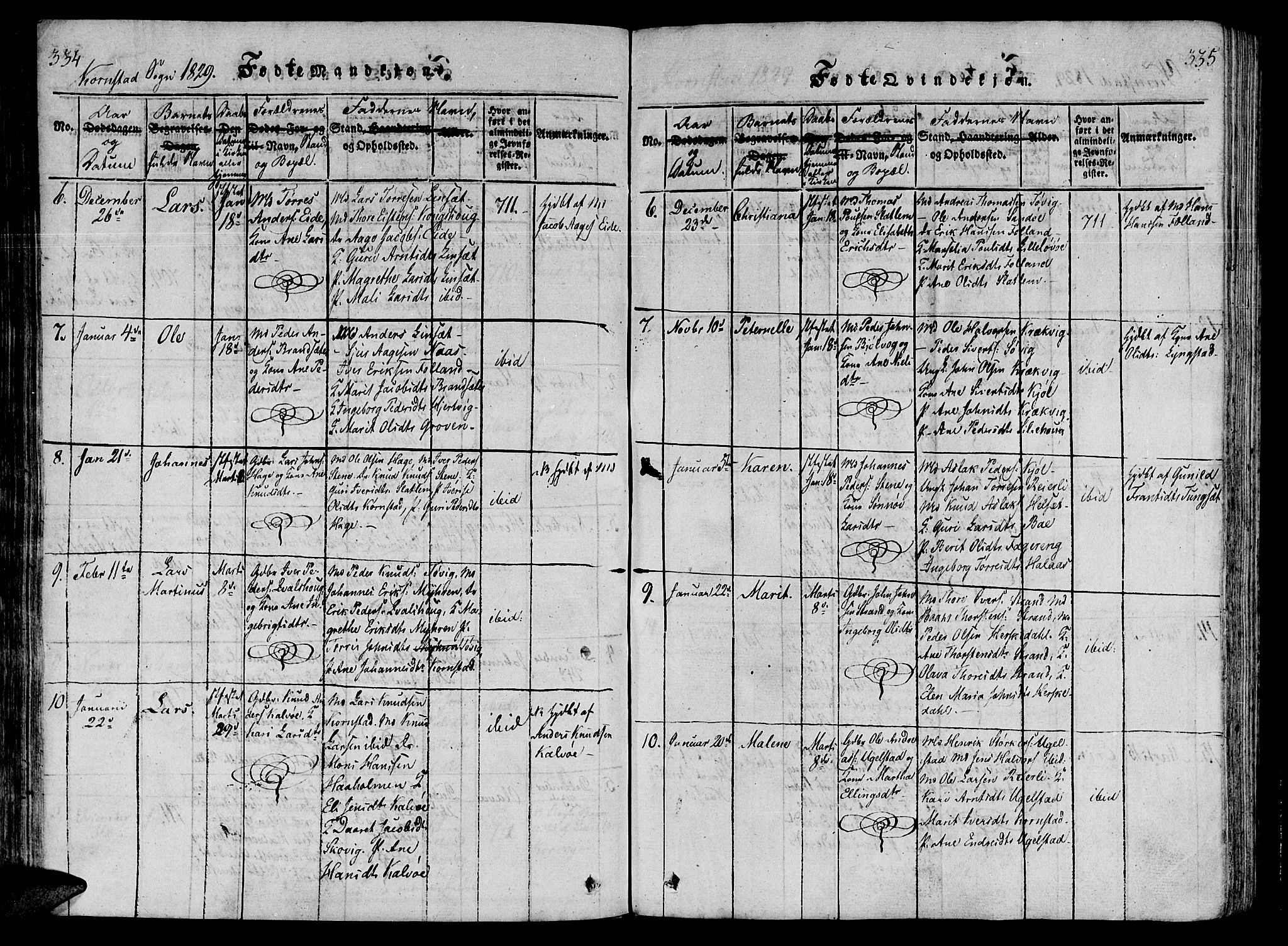 Ministerialprotokoller, klokkerbøker og fødselsregistre - Møre og Romsdal, AV/SAT-A-1454/568/L0800: Parish register (official) no. 568A09 /3, 1820-1830, p. 334-335