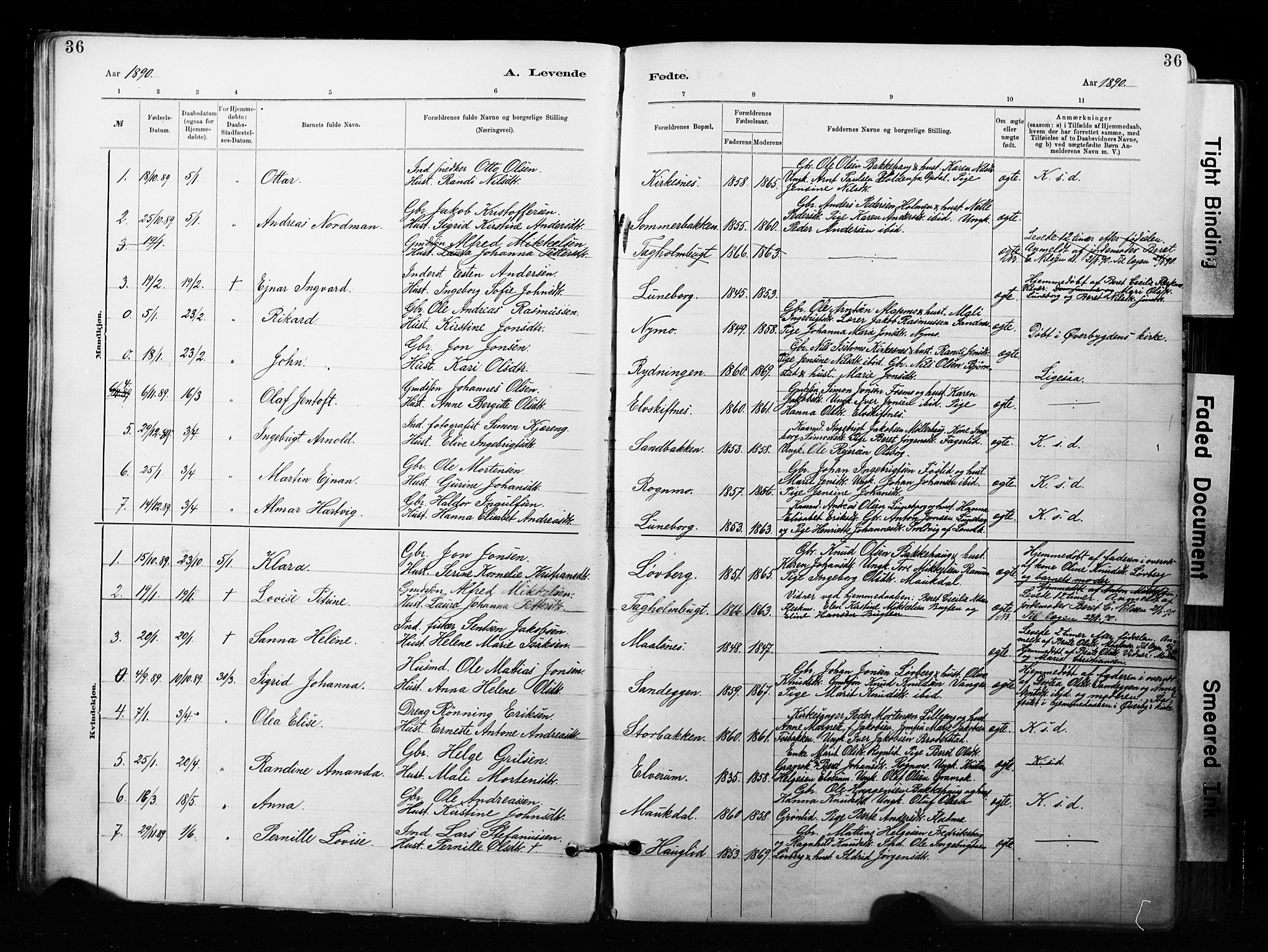 Målselv sokneprestembete, SATØ/S-1311/G/Ga/Gaa/L0007kirke: Parish register (official) no. 7, 1884-1903, p. 36