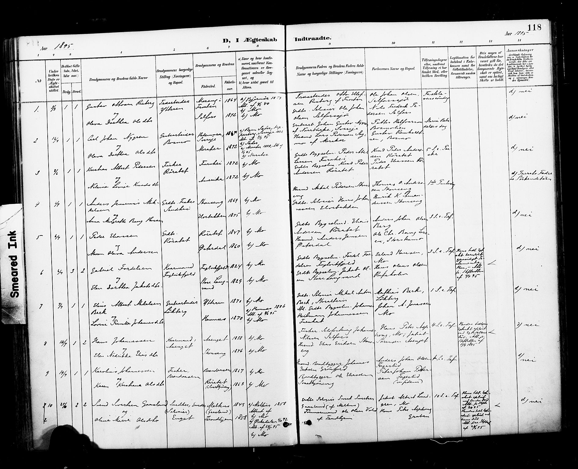 Ministerialprotokoller, klokkerbøker og fødselsregistre - Nordland, AV/SAT-A-1459/827/L0401: Parish register (official) no. 827A13, 1887-1905, p. 118