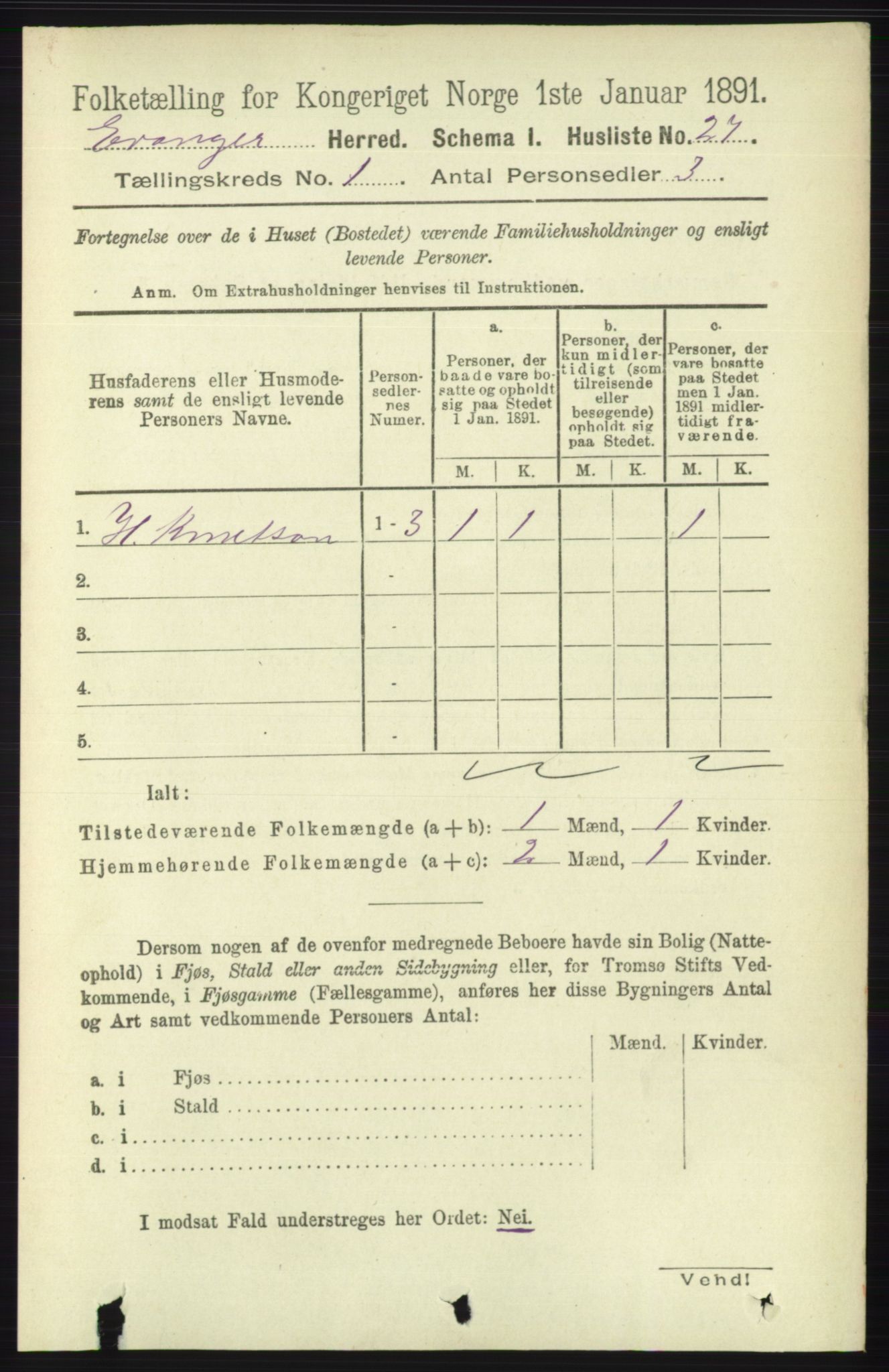 RA, 1891 census for 1237 Evanger, 1891, p. 51