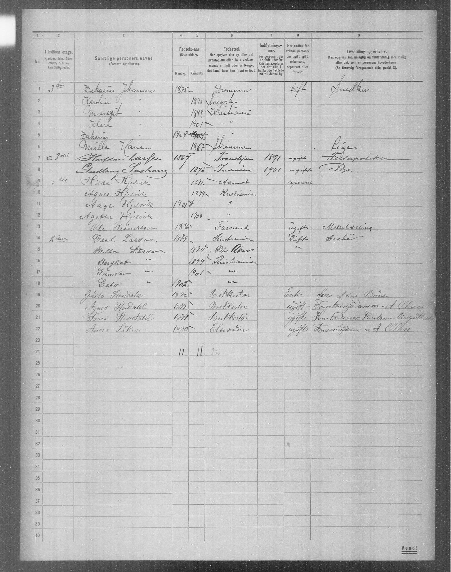 OBA, Municipal Census 1904 for Kristiania, 1904, p. 7744