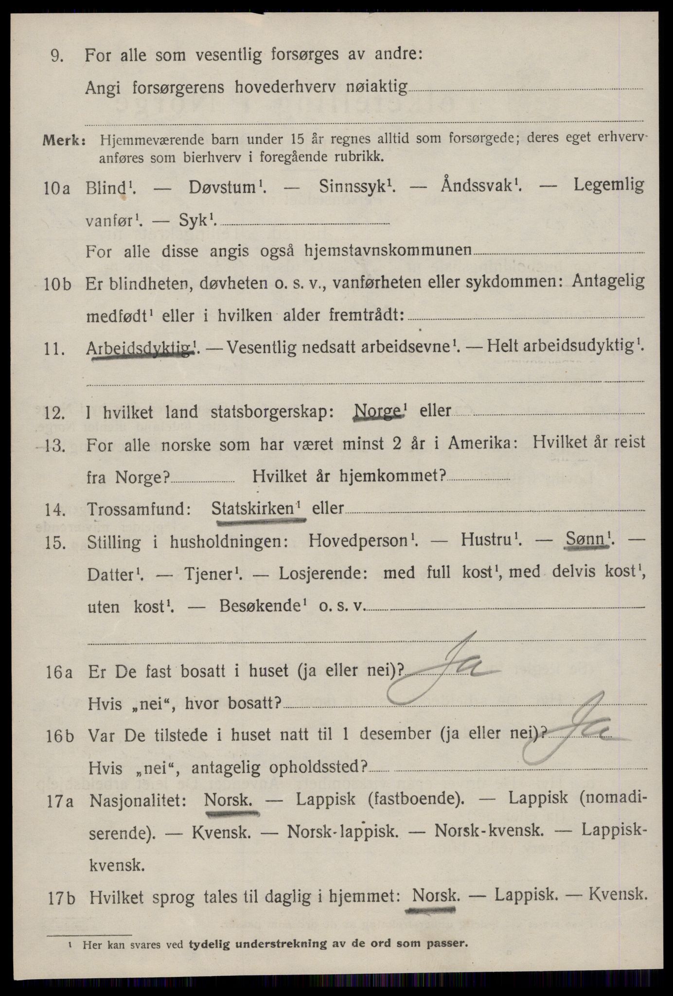 SAT, 1920 census for Malvik, 1920, p. 3175