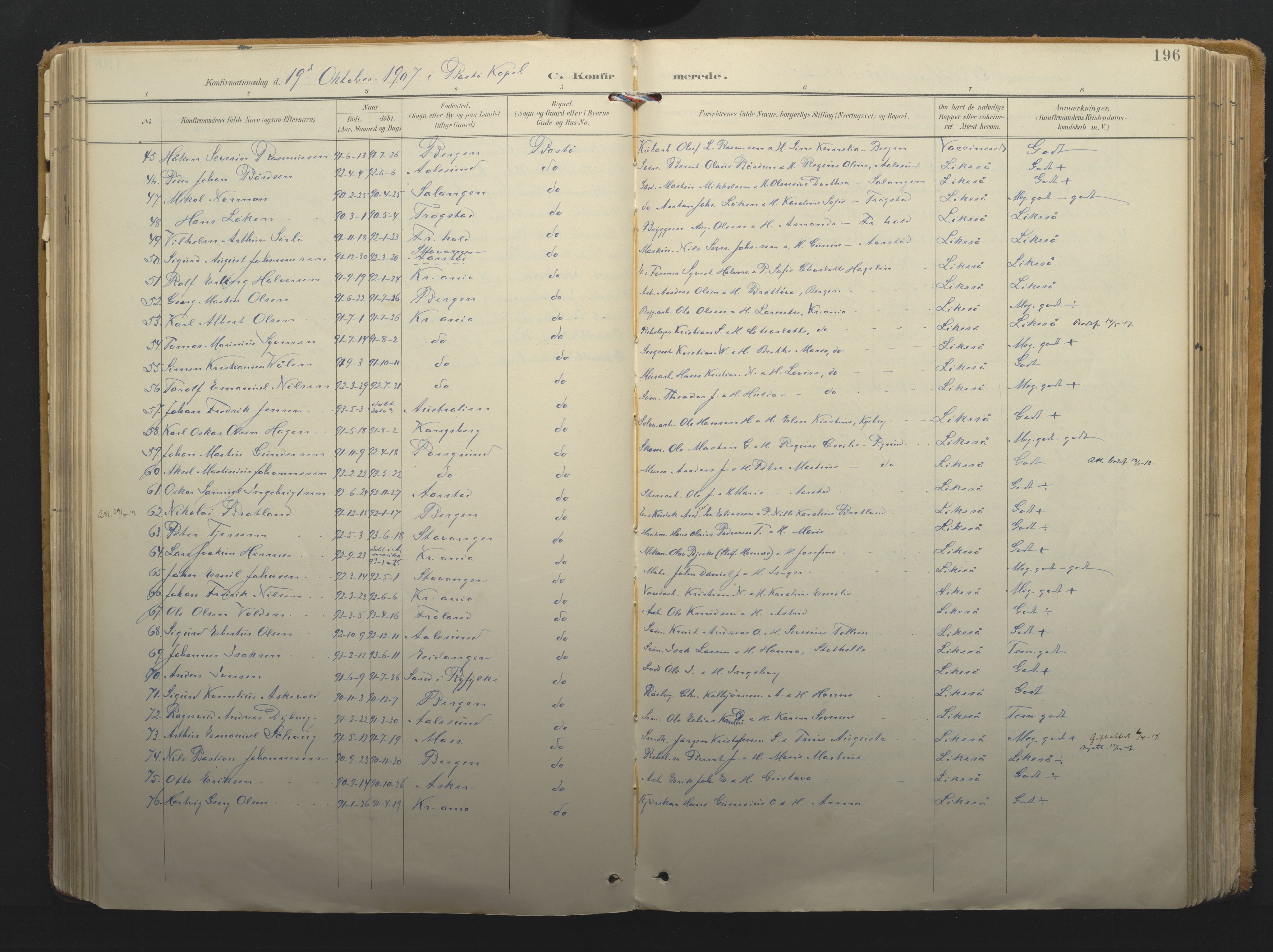 Borre kirkebøker, AV/SAKO-A-338/F/Fa/L0011: Parish register (official) no. I 11, 1897-1921, p. 196