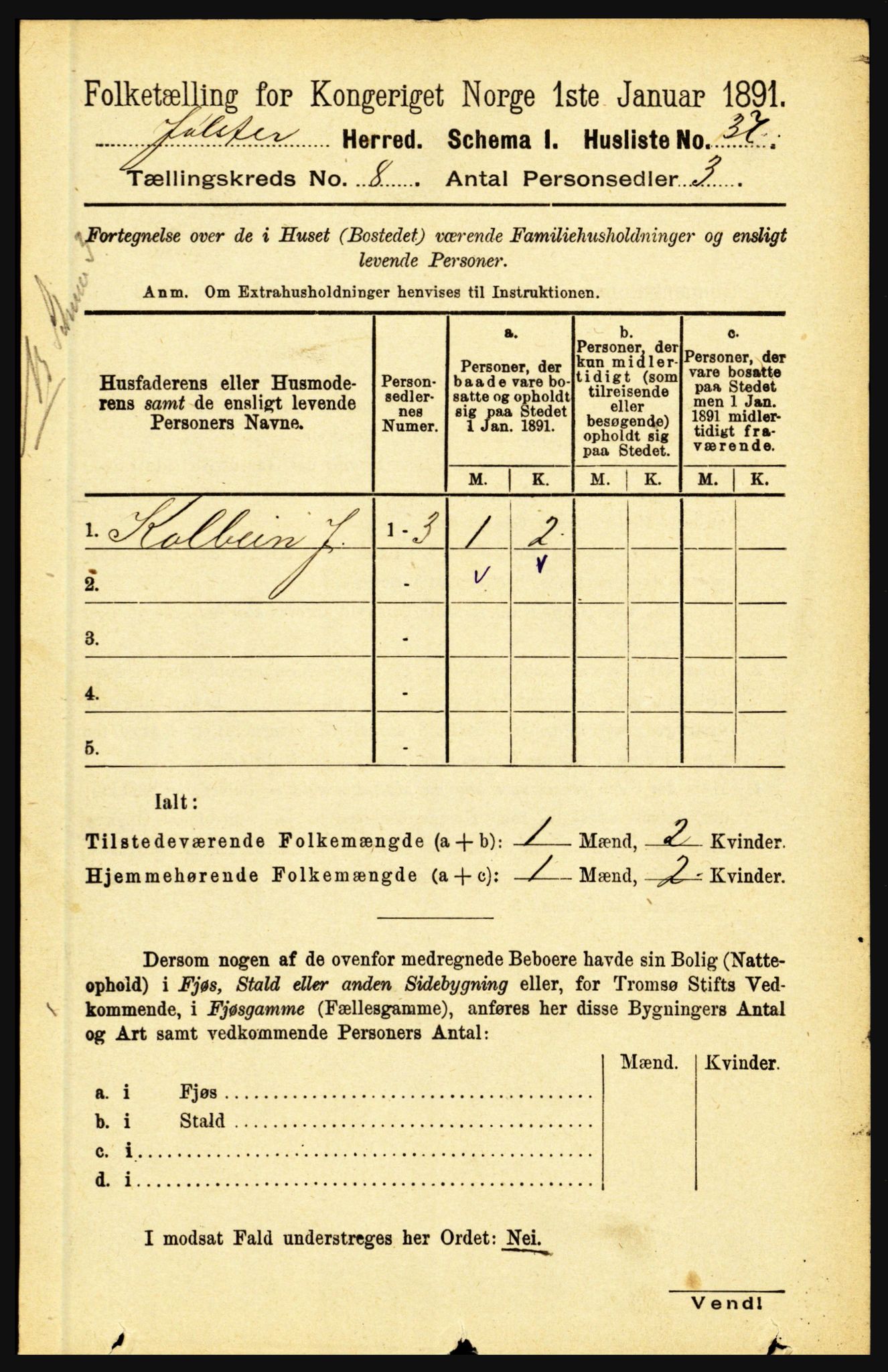 RA, 1891 census for 1431 Jølster, 1891, p. 2799