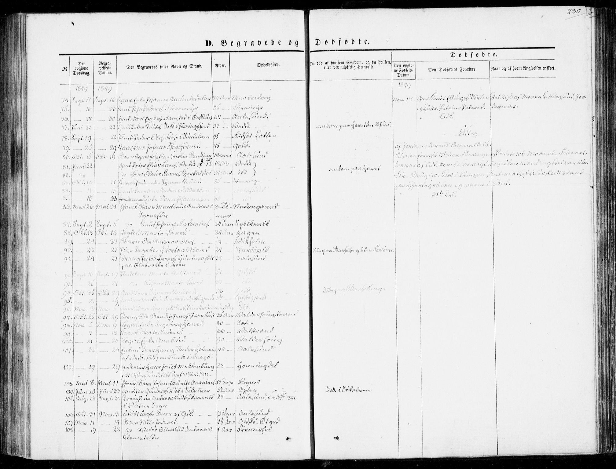 Ministerialprotokoller, klokkerbøker og fødselsregistre - Møre og Romsdal, AV/SAT-A-1454/528/L0397: Parish register (official) no. 528A08, 1848-1858, p. 230