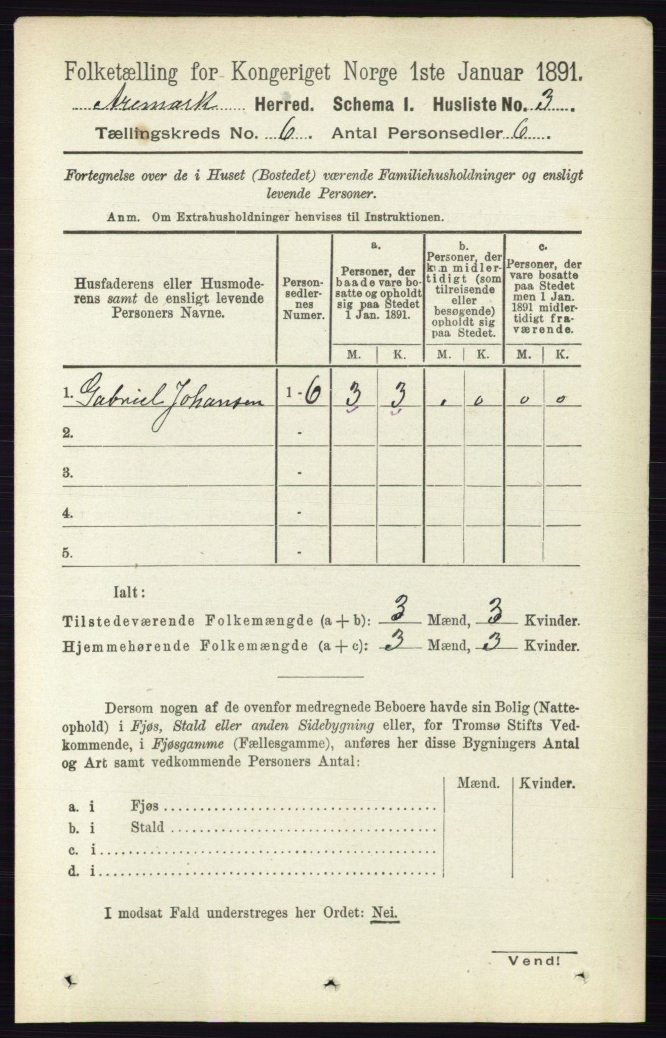 RA, 1891 census for 0118 Aremark, 1891, p. 2998