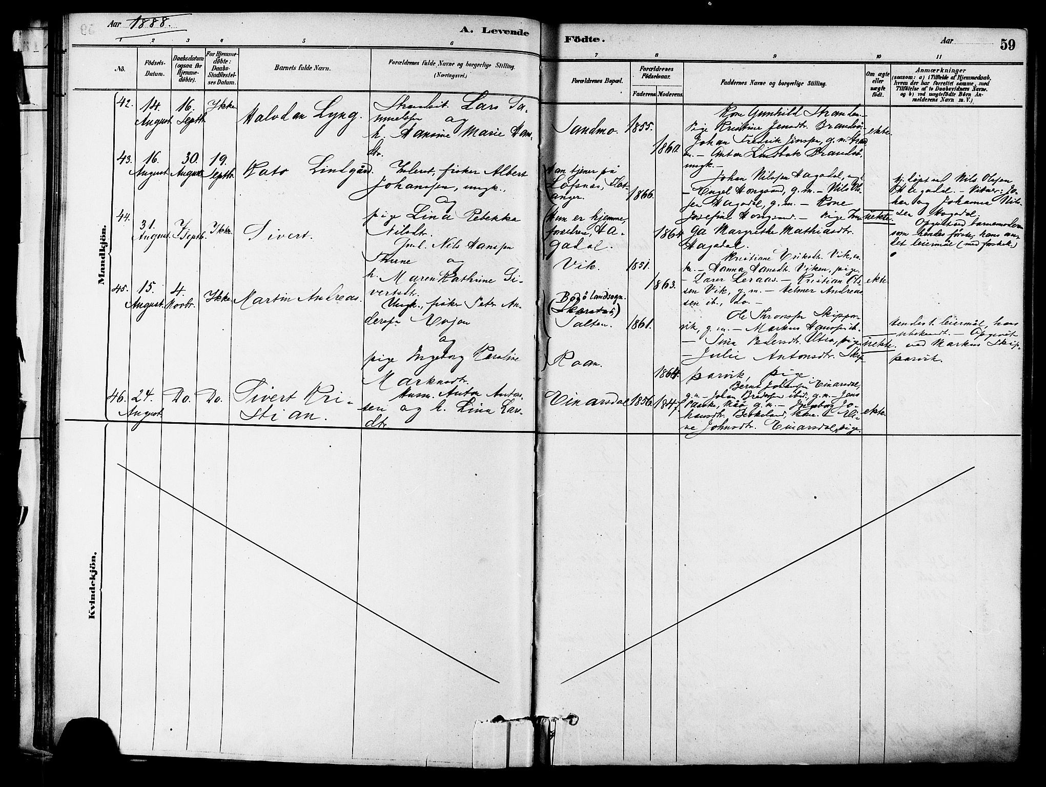 Ministerialprotokoller, klokkerbøker og fødselsregistre - Sør-Trøndelag, SAT/A-1456/657/L0707: Parish register (official) no. 657A08, 1879-1893, p. 59