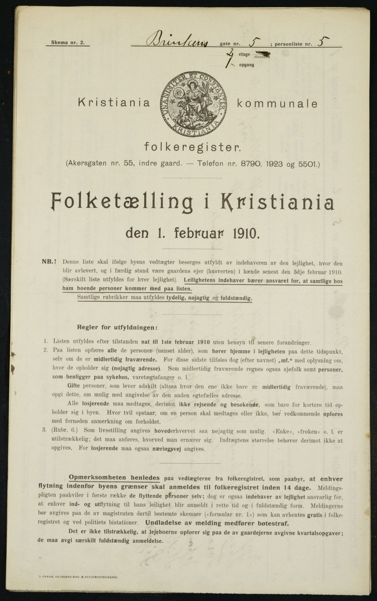 OBA, Municipal Census 1910 for Kristiania, 1910, p. 8464