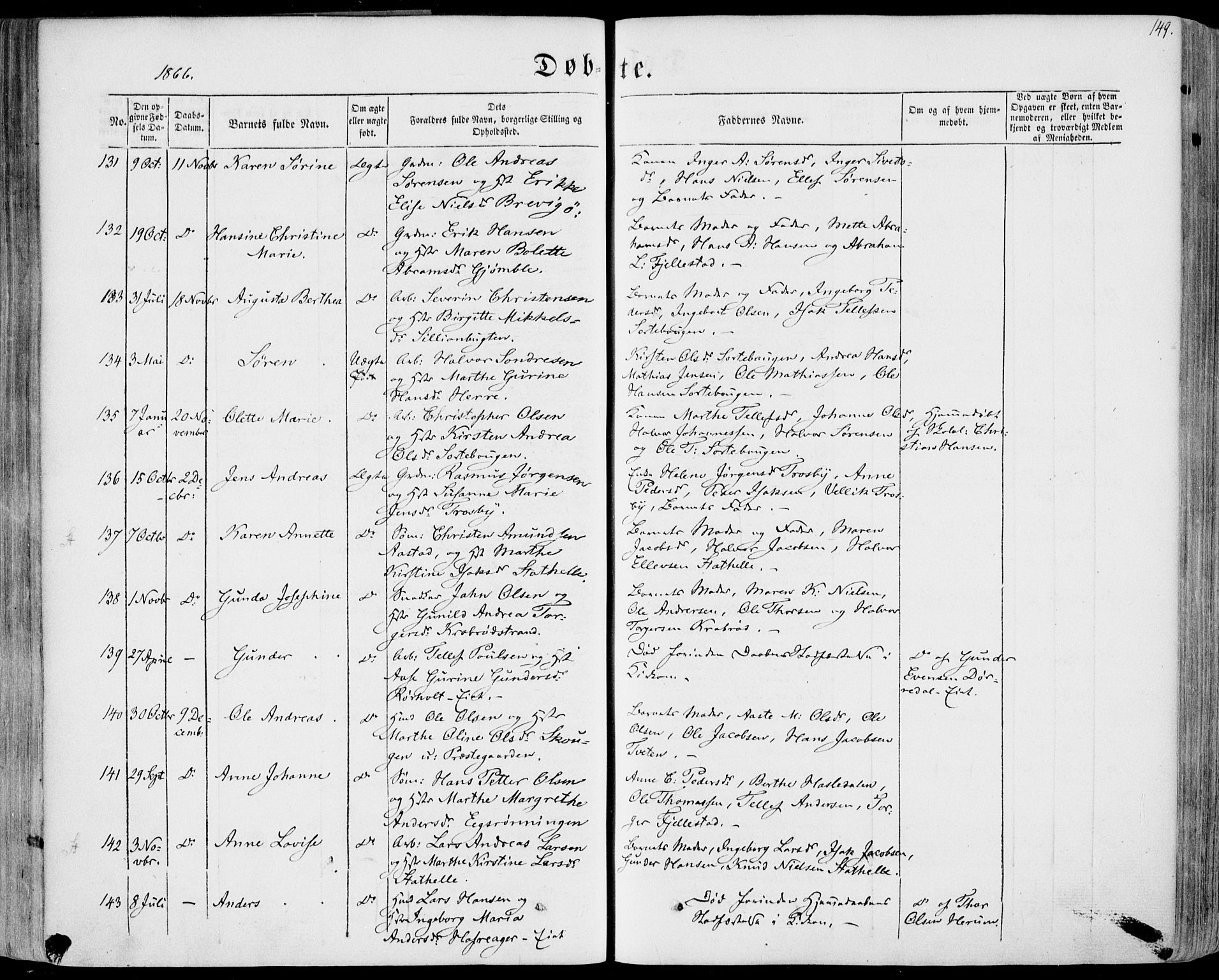 Bamble kirkebøker, AV/SAKO-A-253/F/Fa/L0005: Parish register (official) no. I 5, 1854-1869, p. 149