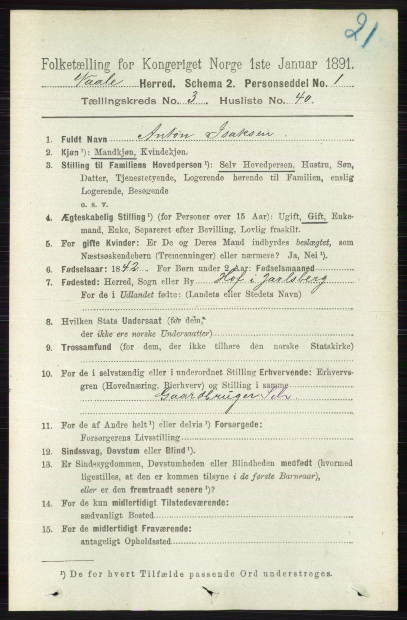 RA, 1891 census for 0716 Våle, 1891, p. 790