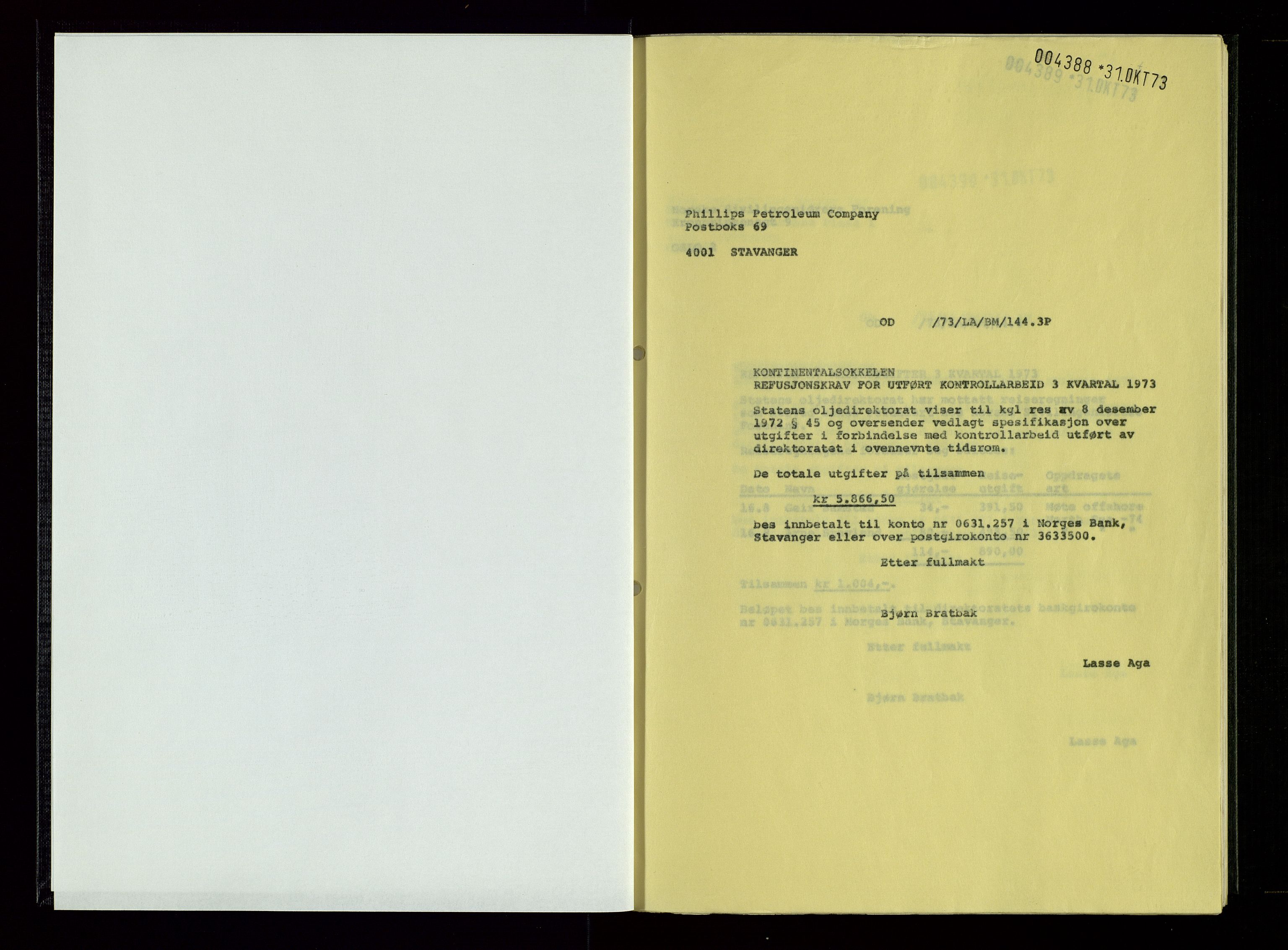Oljedirektoratet, SAST/A-101366/Ba/L0005: Kopibok, 1973