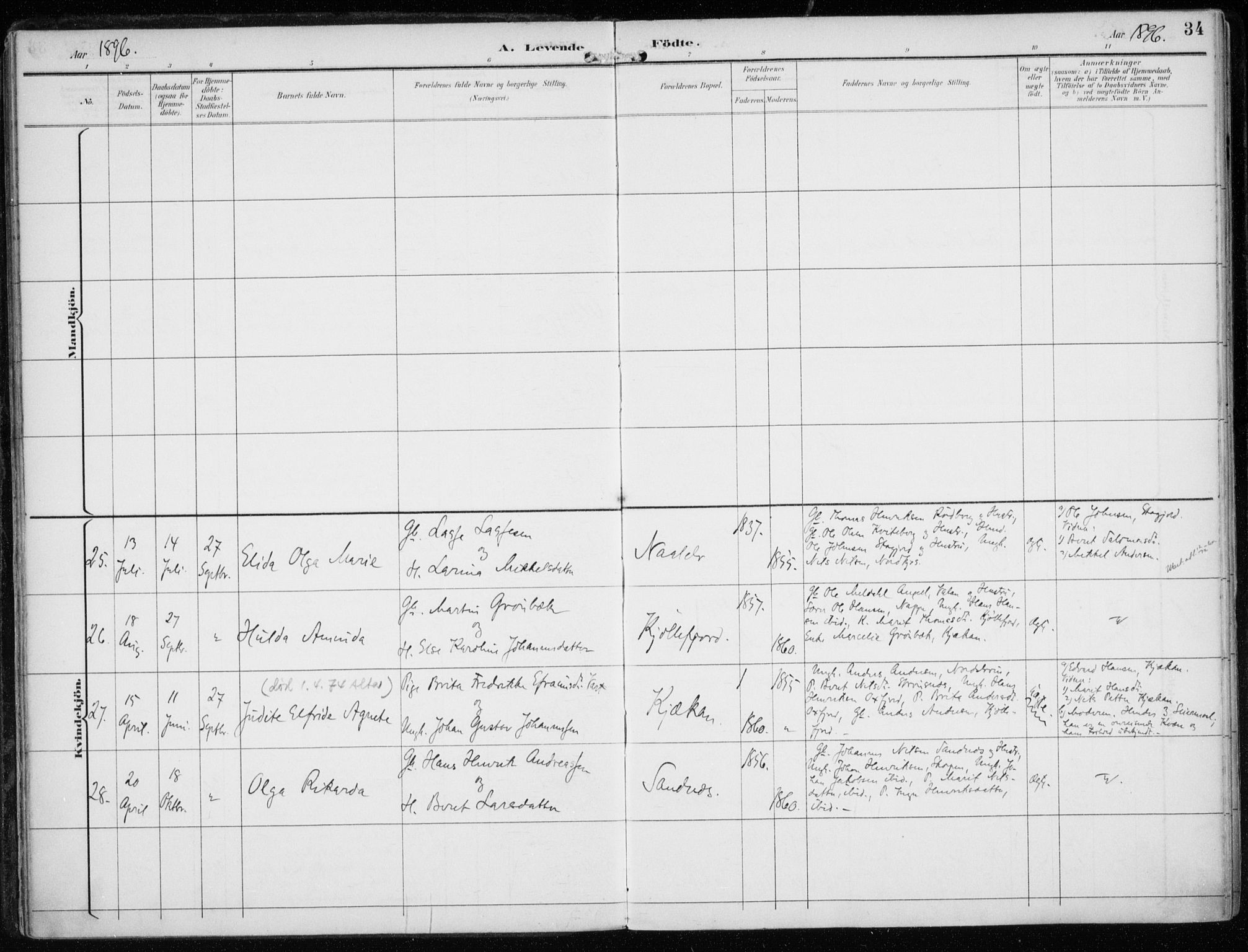 Skjervøy sokneprestkontor, AV/SATØ-S-1300/H/Ha/Haa/L0016kirke: Parish register (official) no. 16, 1892-1908, p. 34