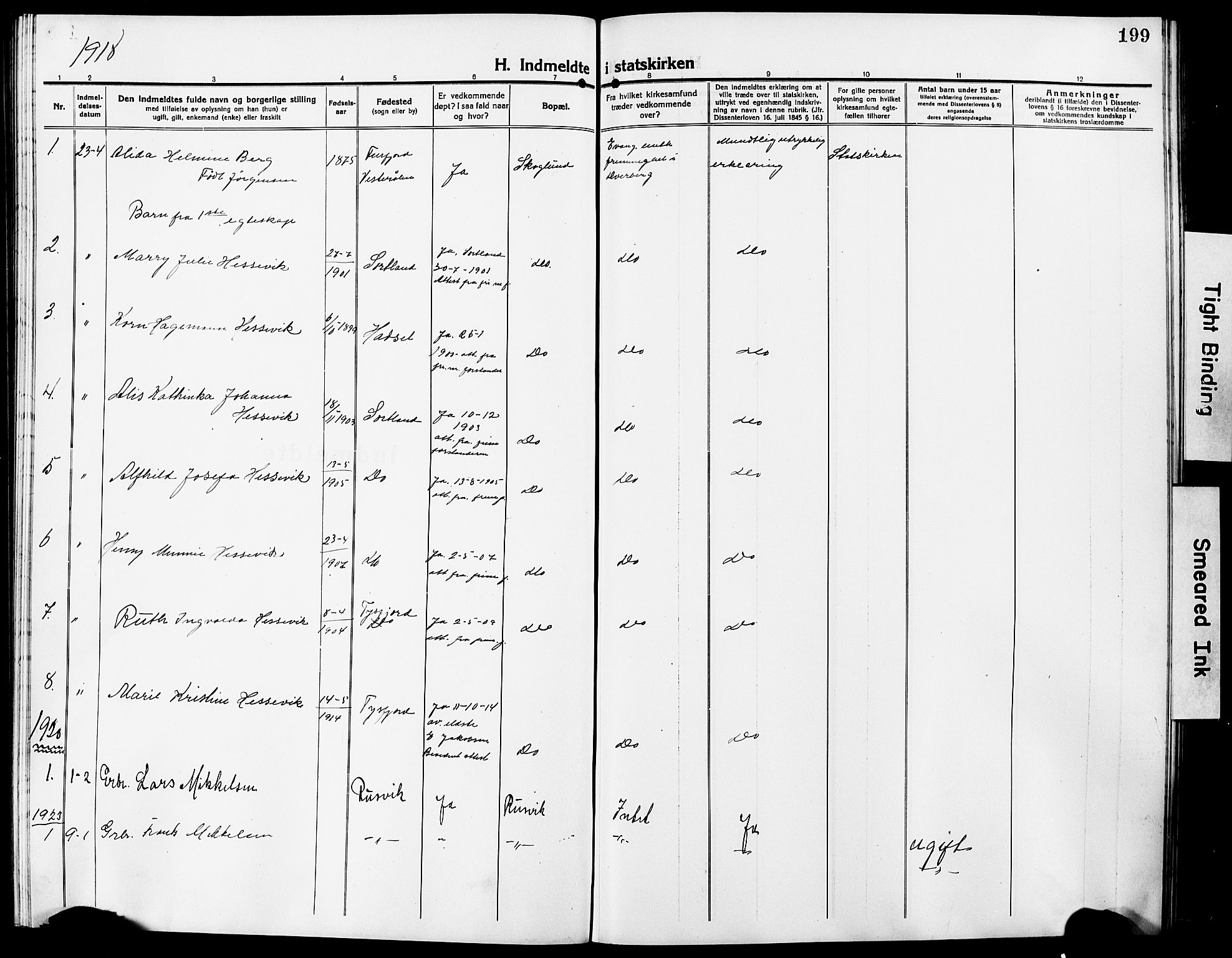 Ministerialprotokoller, klokkerbøker og fødselsregistre - Nordland, AV/SAT-A-1459/861/L0878: Parish register (copy) no. 861C04, 1917-1928, p. 199