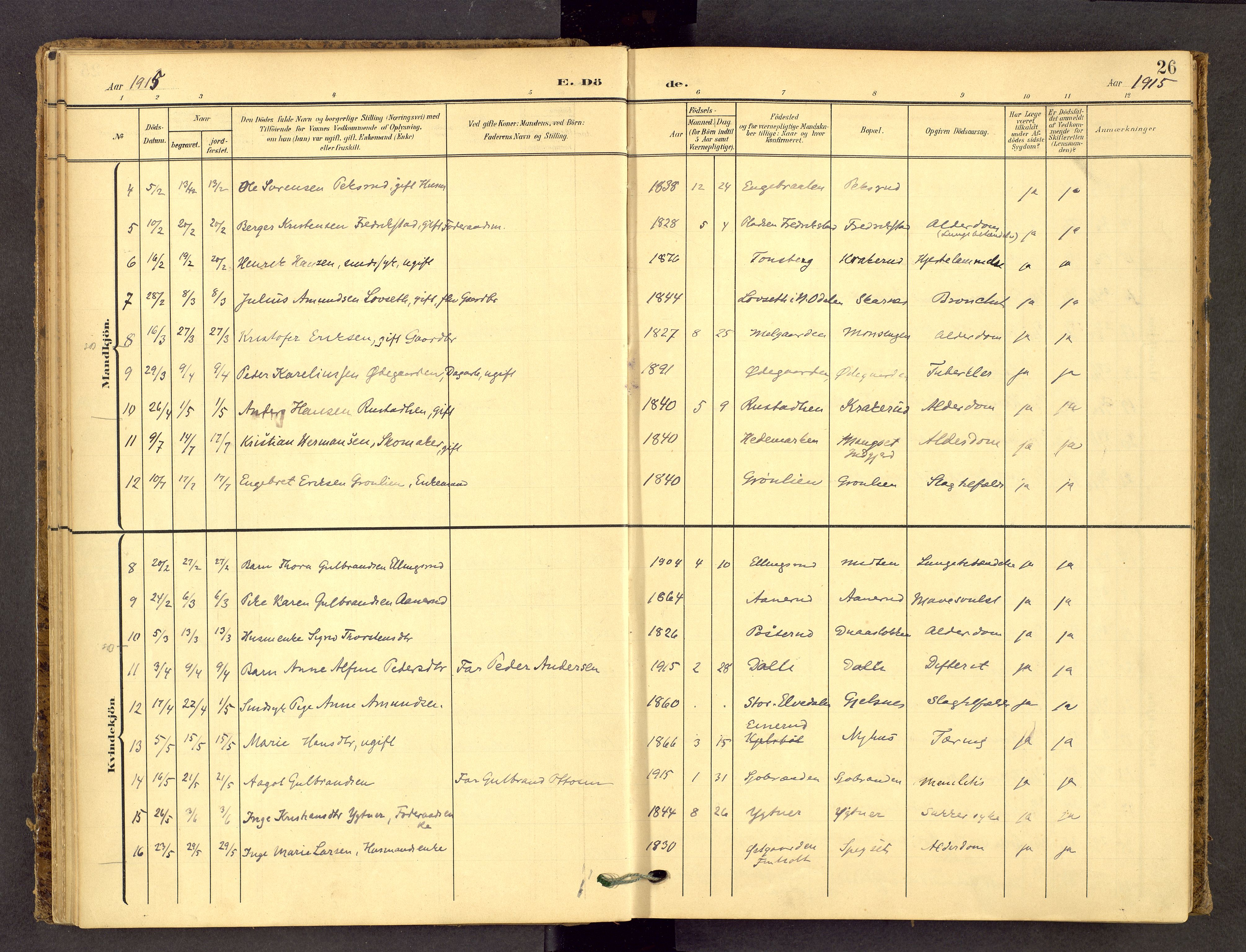 Sør-Odal prestekontor, AV/SAH-PREST-030/H/Ha/Haa/L0010: Parish register (official) no. 10, 1907-1968, p. 26