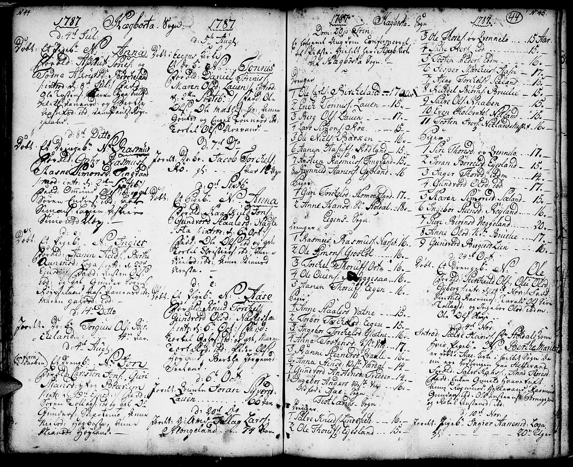 Hægebostad sokneprestkontor, SAK/1111-0024/F/Fa/Faa/L0001: Parish register (official) no. A 1 /1, 1760-1820, p. 44