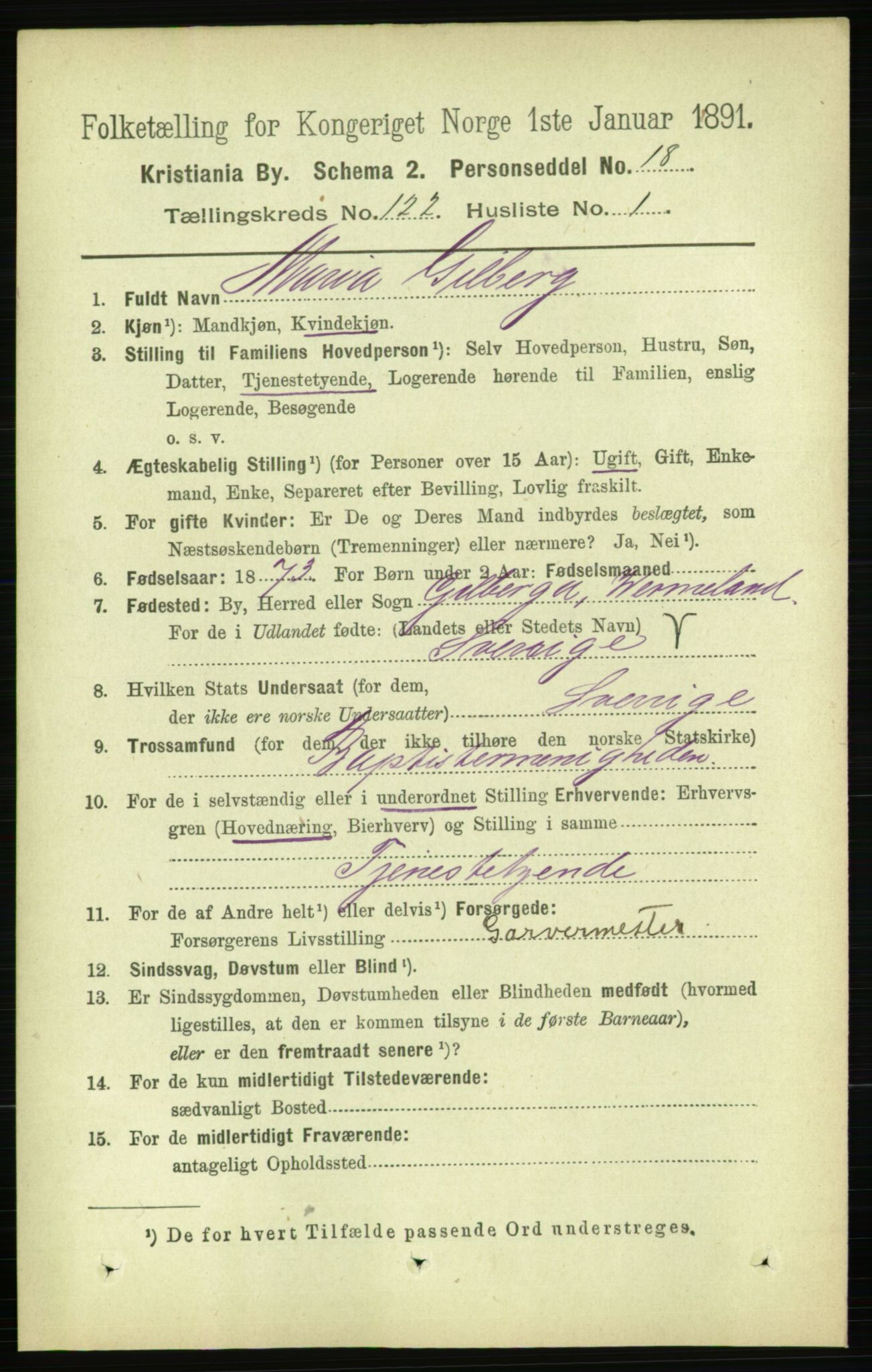 RA, 1891 census for 0301 Kristiania, 1891, p. 64635