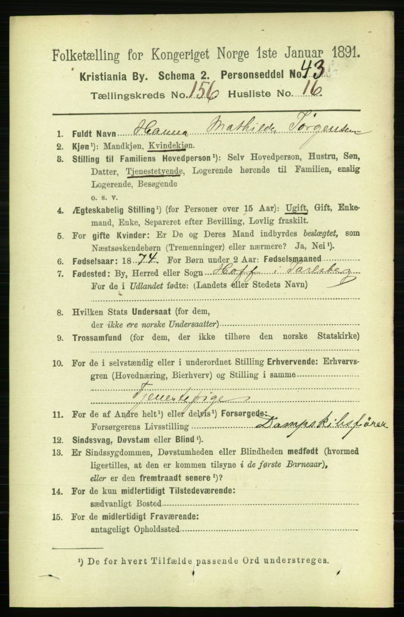 RA, 1891 census for 0301 Kristiania, 1891, p. 89125