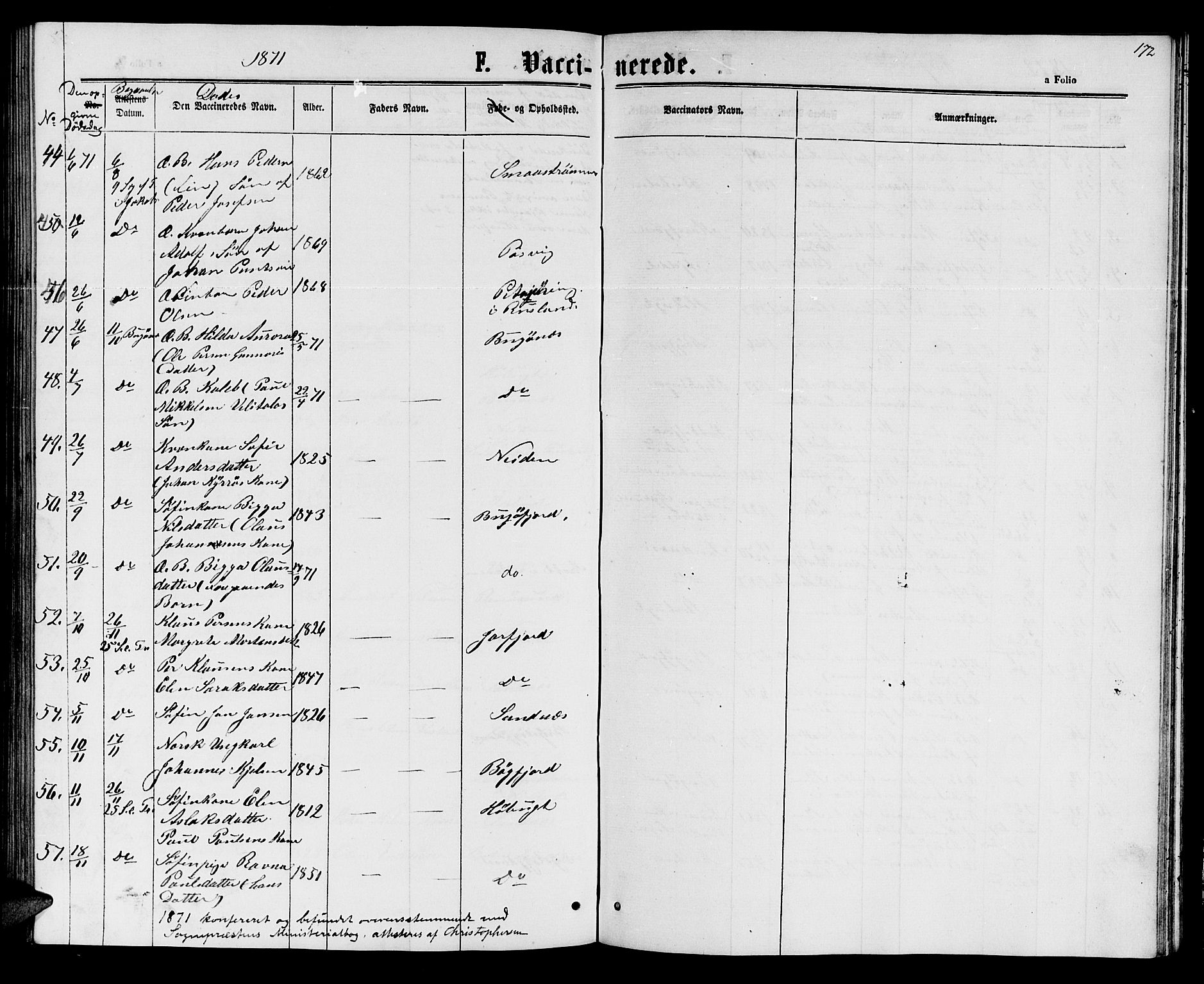 Sør-Varanger sokneprestkontor, AV/SATØ-S-1331/H/Hb/L0001klokker: Parish register (copy) no. 1, 1863-1872, p. 172