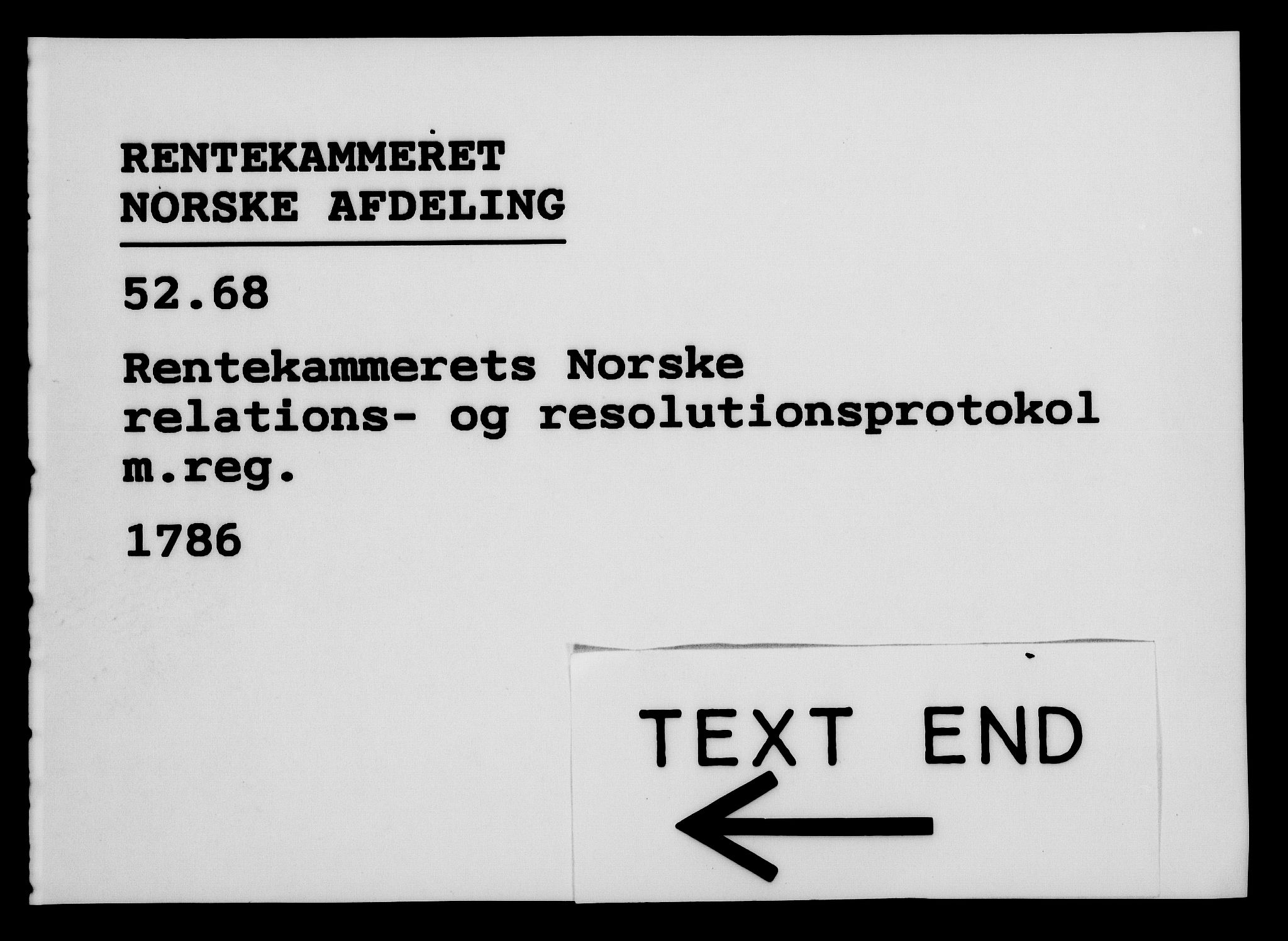 Rentekammeret, Kammerkanselliet, AV/RA-EA-3111/G/Gf/Gfa/L0068: Norsk relasjons- og resolusjonsprotokoll (merket RK 52.68), 1786, p. 1094