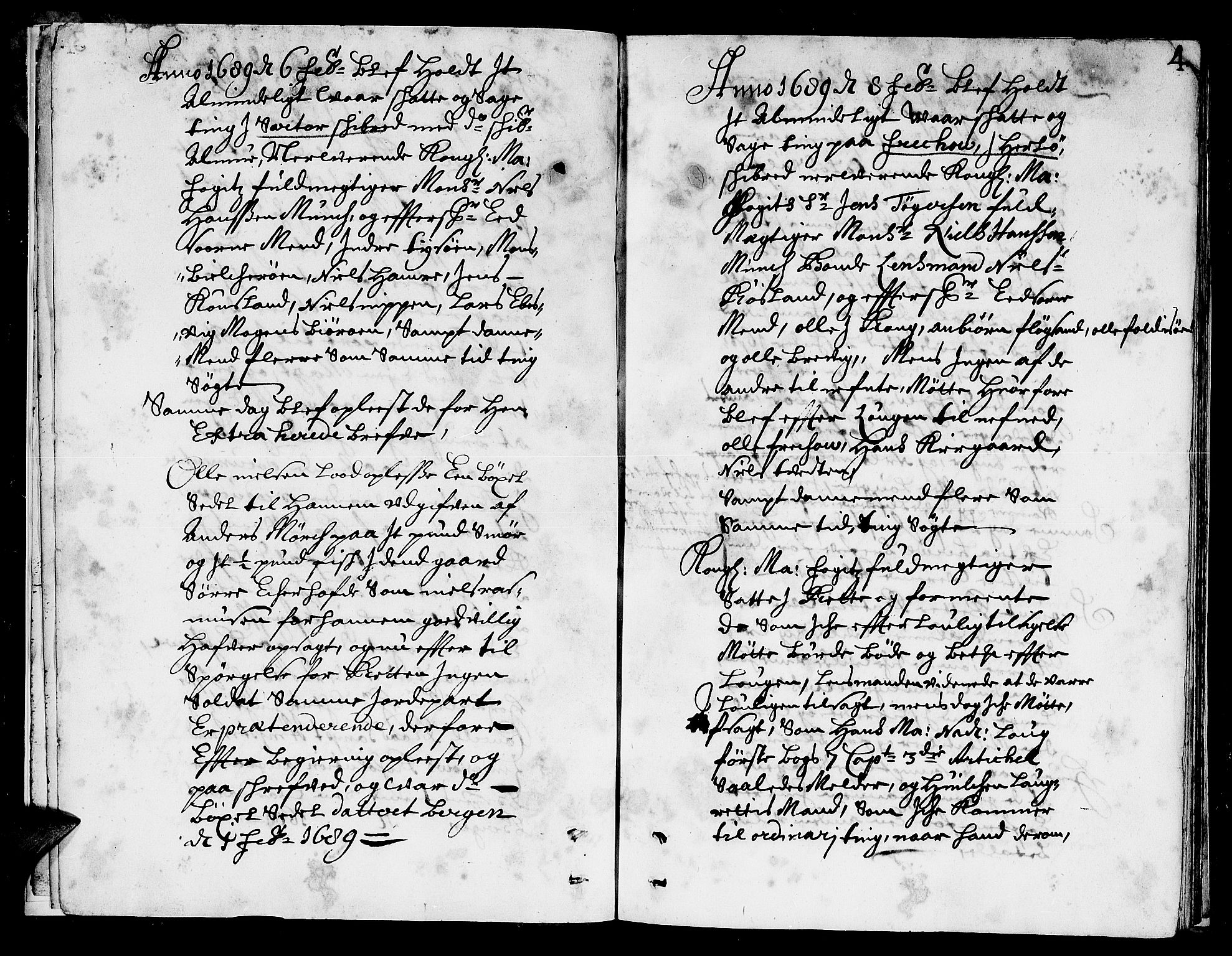 Nordhordland sorenskrivar, AV/SAB-A-2901/1/F/Fa/L0023: Tingbok (justisprotokoll), 1689, p. 3b-4a