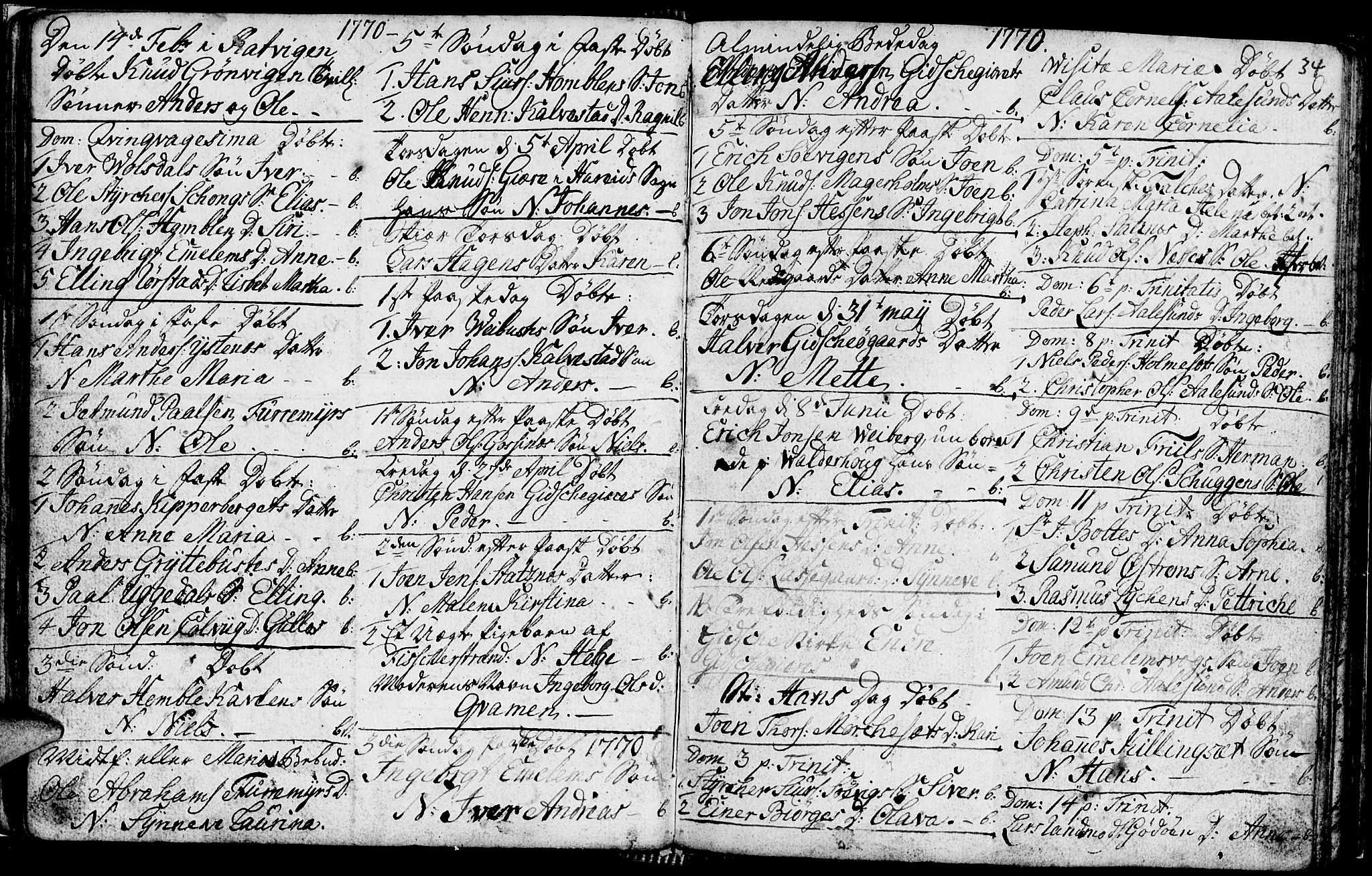 Ministerialprotokoller, klokkerbøker og fødselsregistre - Møre og Romsdal, SAT/A-1454/528/L0420: Parish register (copy) no. 528C01, 1764-1784, p. 34