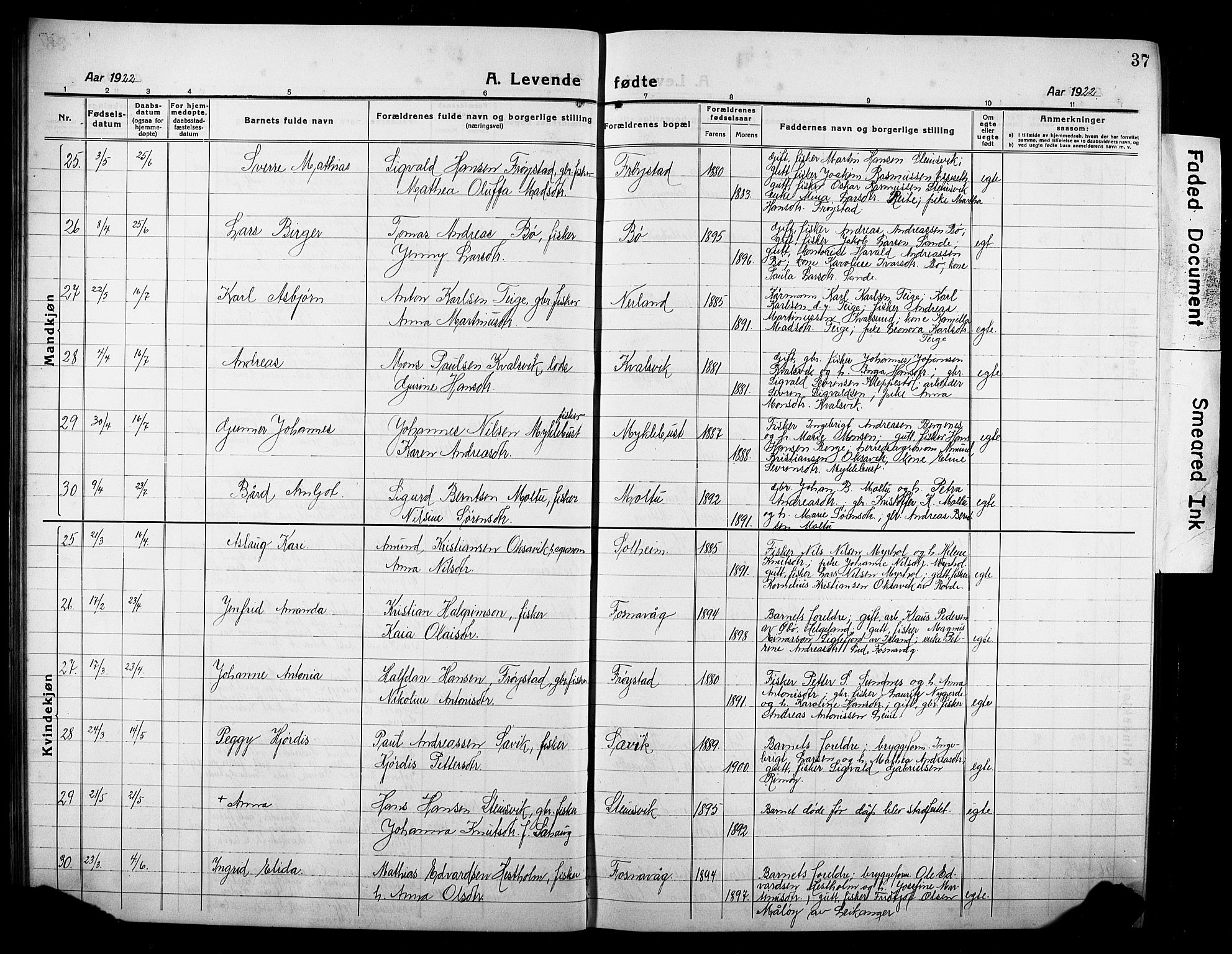 Ministerialprotokoller, klokkerbøker og fødselsregistre - Møre og Romsdal, AV/SAT-A-1454/507/L0084: Parish register (copy) no. 507C07, 1919-1932, p. 37