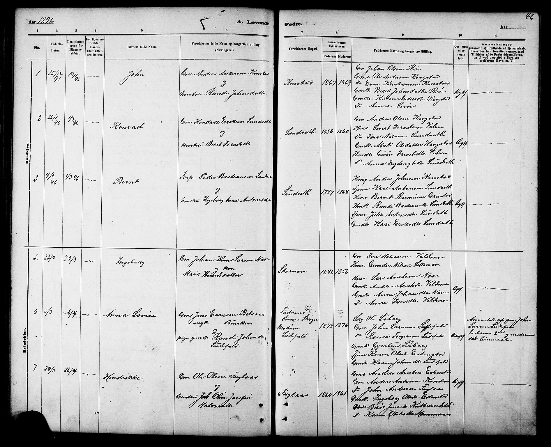 Ministerialprotokoller, klokkerbøker og fødselsregistre - Sør-Trøndelag, SAT/A-1456/694/L1132: Parish register (copy) no. 694C04, 1887-1914, p. 46