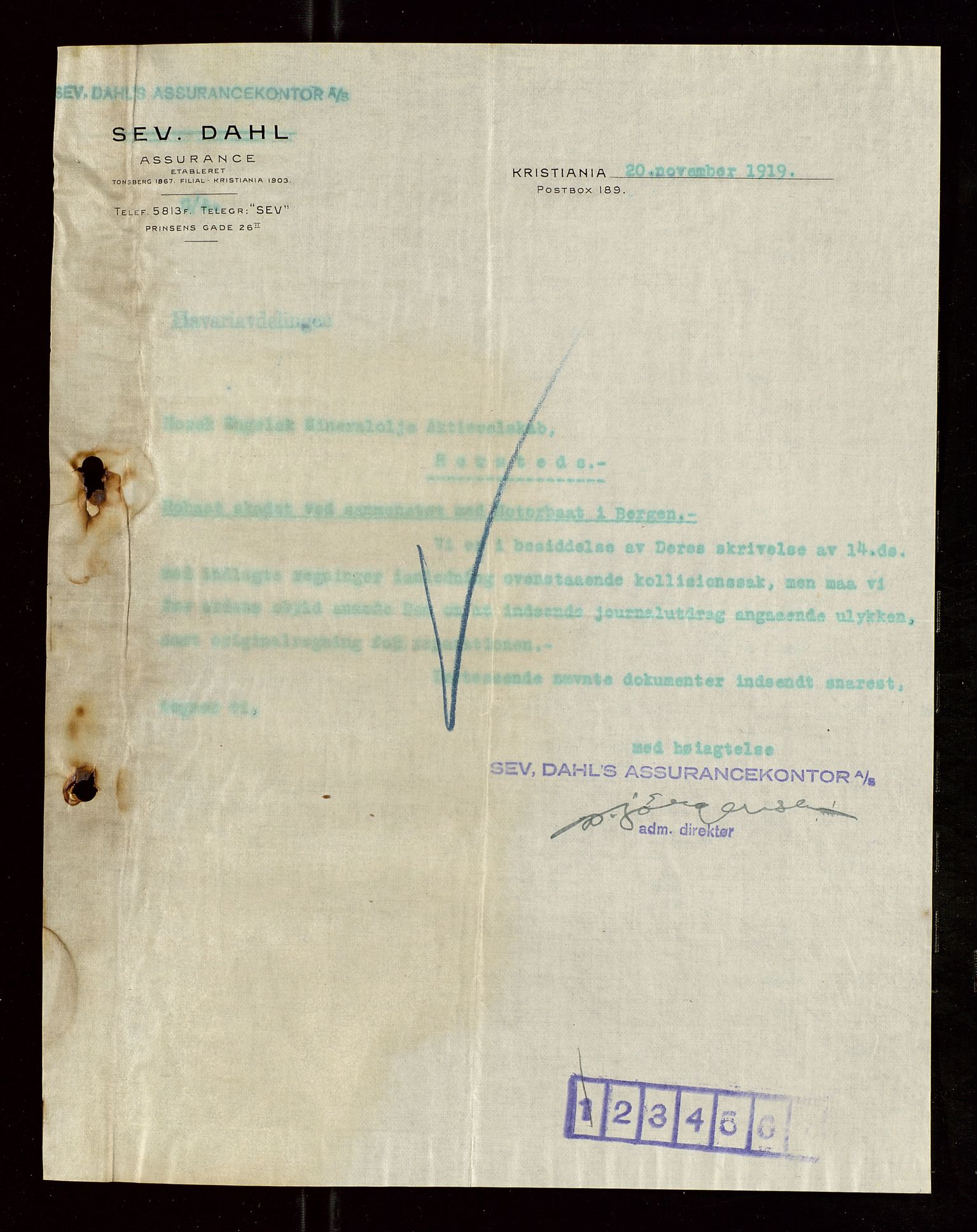 Pa 1521 - A/S Norske Shell, AV/SAST-A-101915/E/Ea/Eaa/L0008: Sjefskorrespondanse, 1920, p. 182