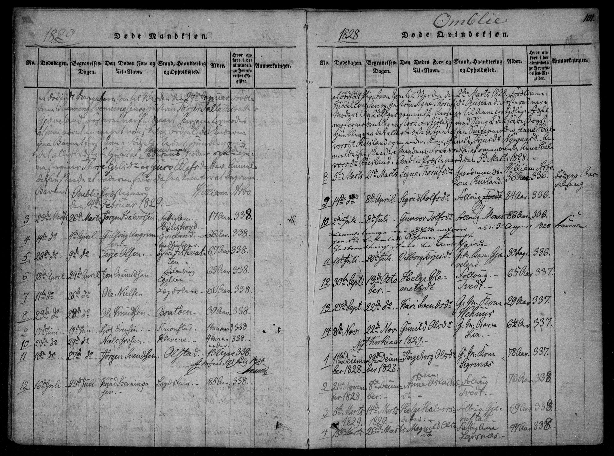 Åmli sokneprestkontor, SAK/1111-0050/F/Fa/Fac/L0006: Parish register (official) no. A 6, 1816-1829, p. 101