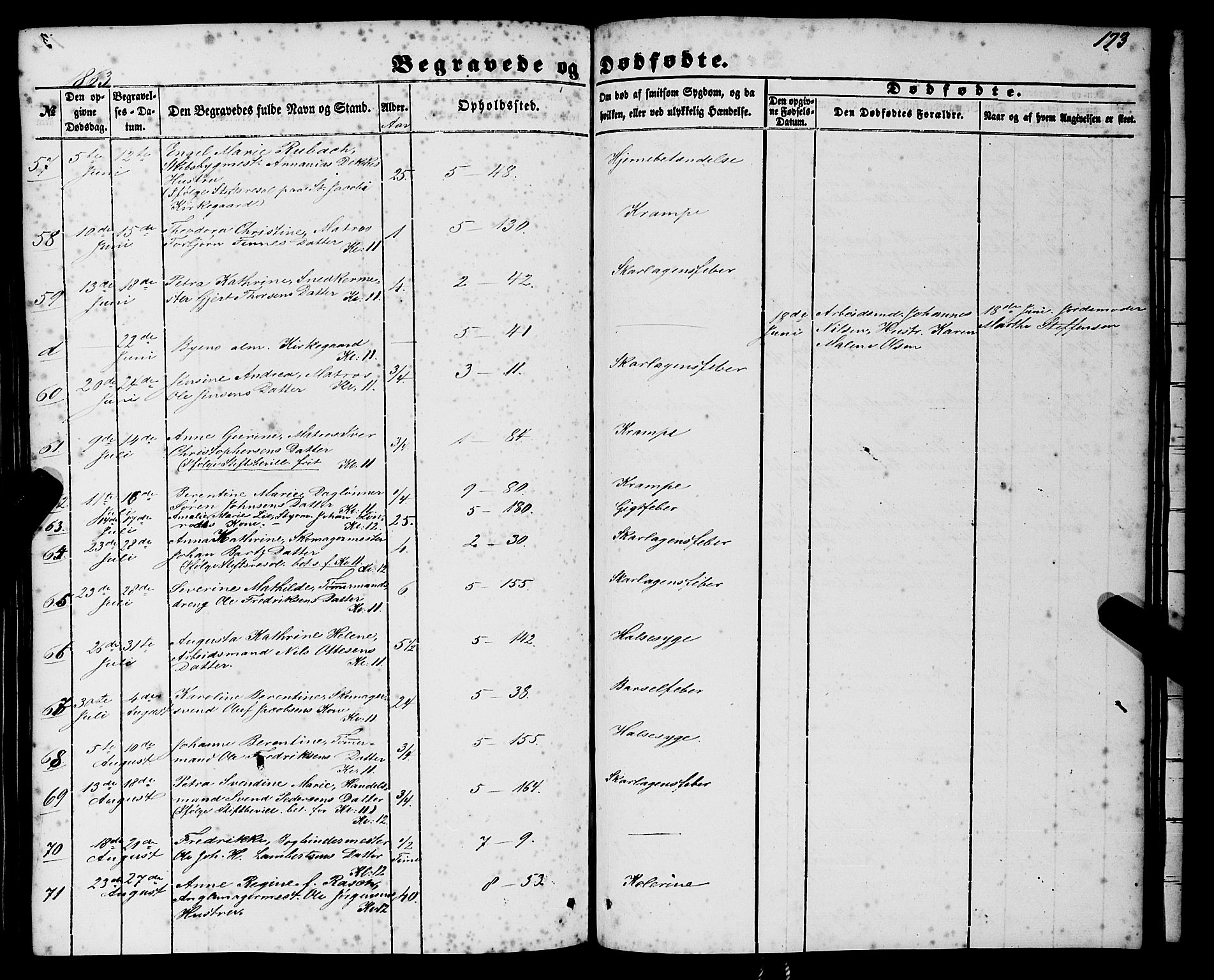 Nykirken Sokneprestembete, SAB/A-77101/H/Haa/L0042: Parish register (official) no. E 2, 1850-1868, p. 173