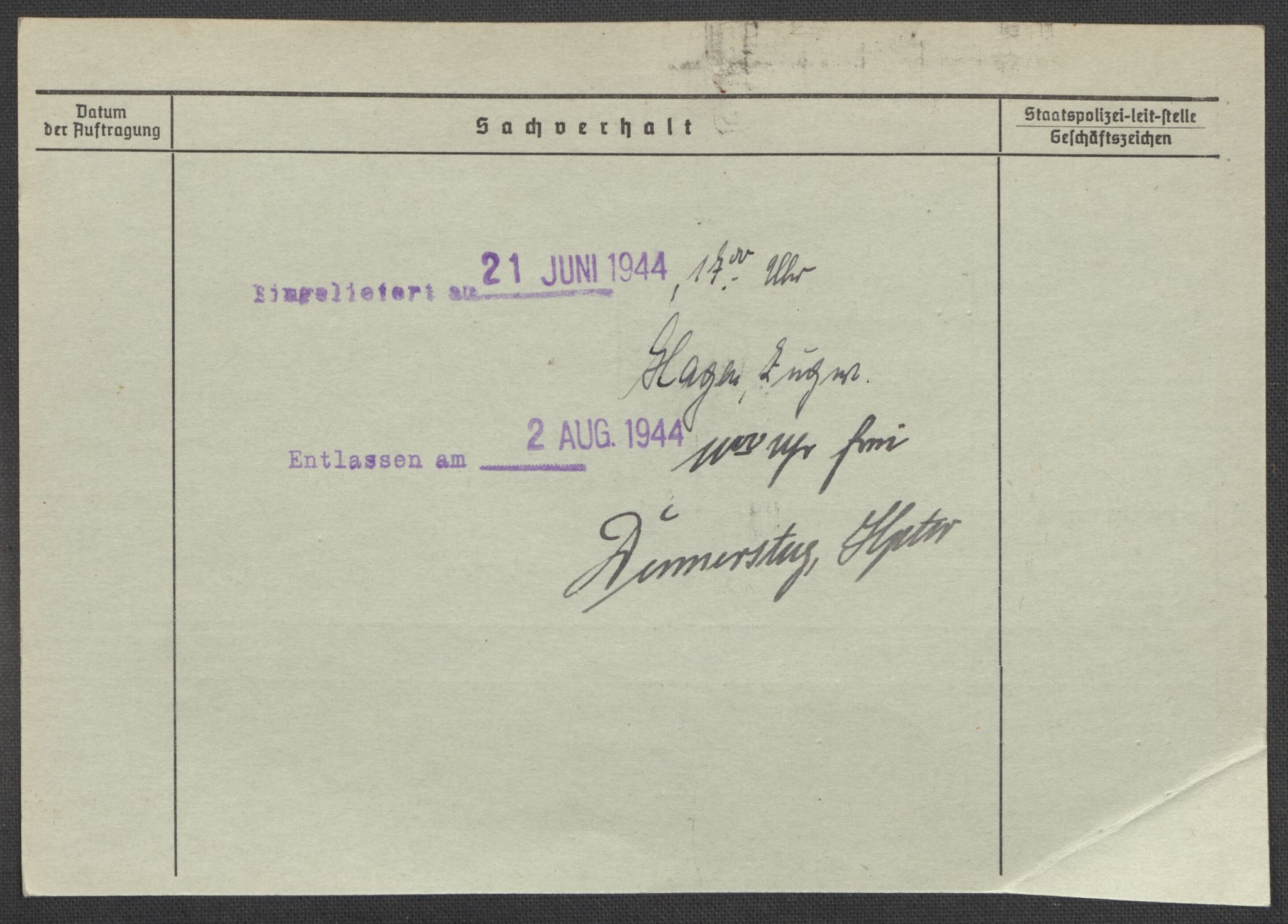 Befehlshaber der Sicherheitspolizei und des SD, AV/RA-RAFA-5969/E/Ea/Eaa/L0007: Register over norske fanger i Møllergata 19: Lundb-N, 1940-1945, p. 485