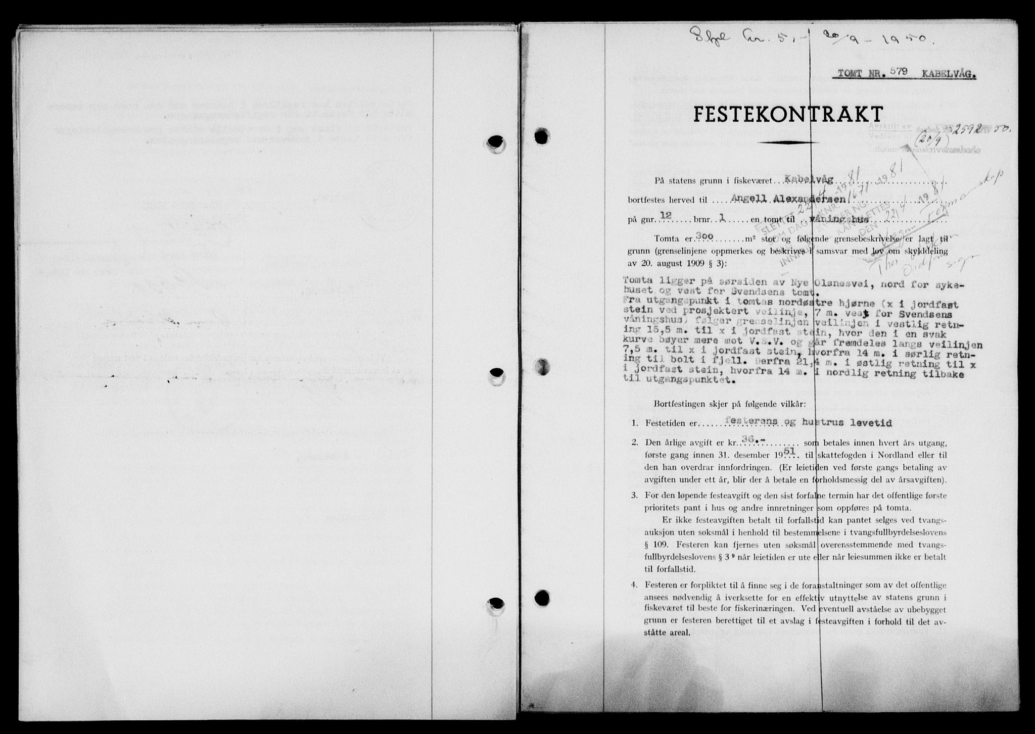 Lofoten sorenskriveri, SAT/A-0017/1/2/2C/L0024a: Mortgage book no. 24a, 1950-1950, Diary no: : 2592/1950