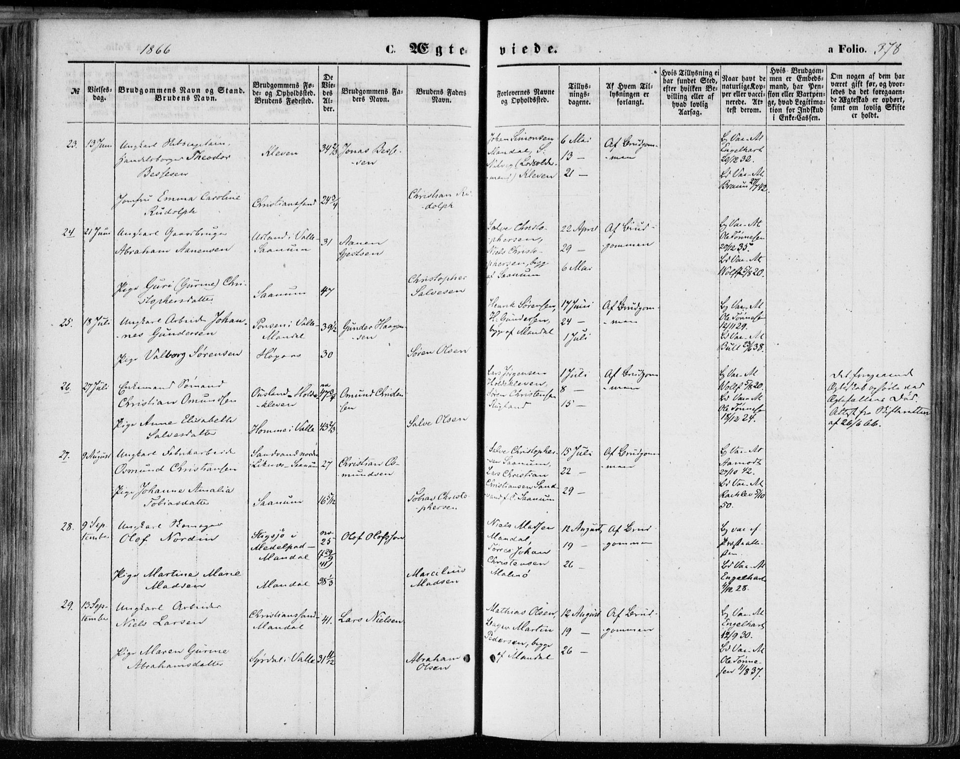 Mandal sokneprestkontor, AV/SAK-1111-0030/F/Fa/Faa/L0014: Parish register (official) no. A 14, 1859-1872, p. 378