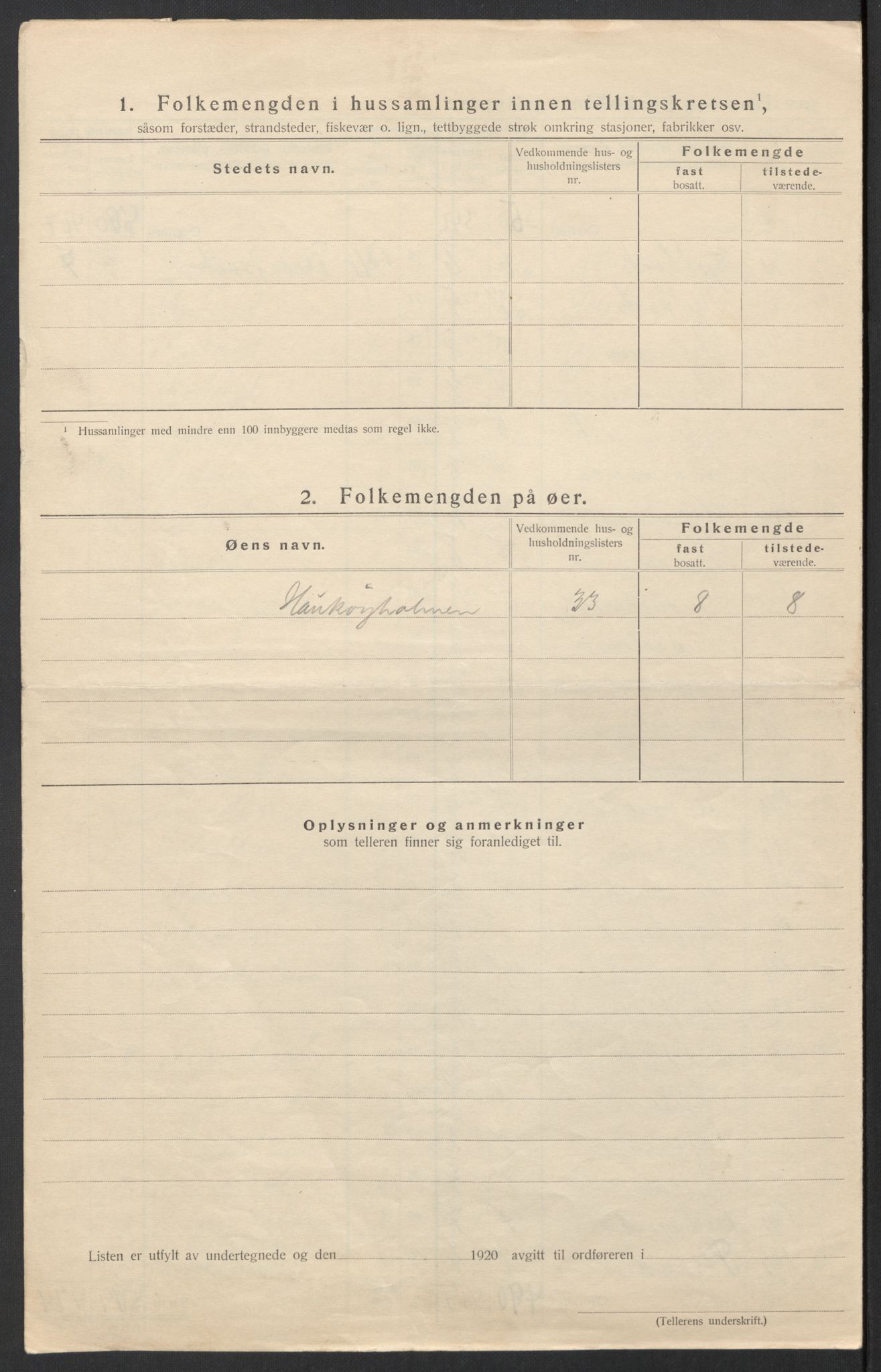 SAT, 1920 census for Tysfjord, 1920, p. 13