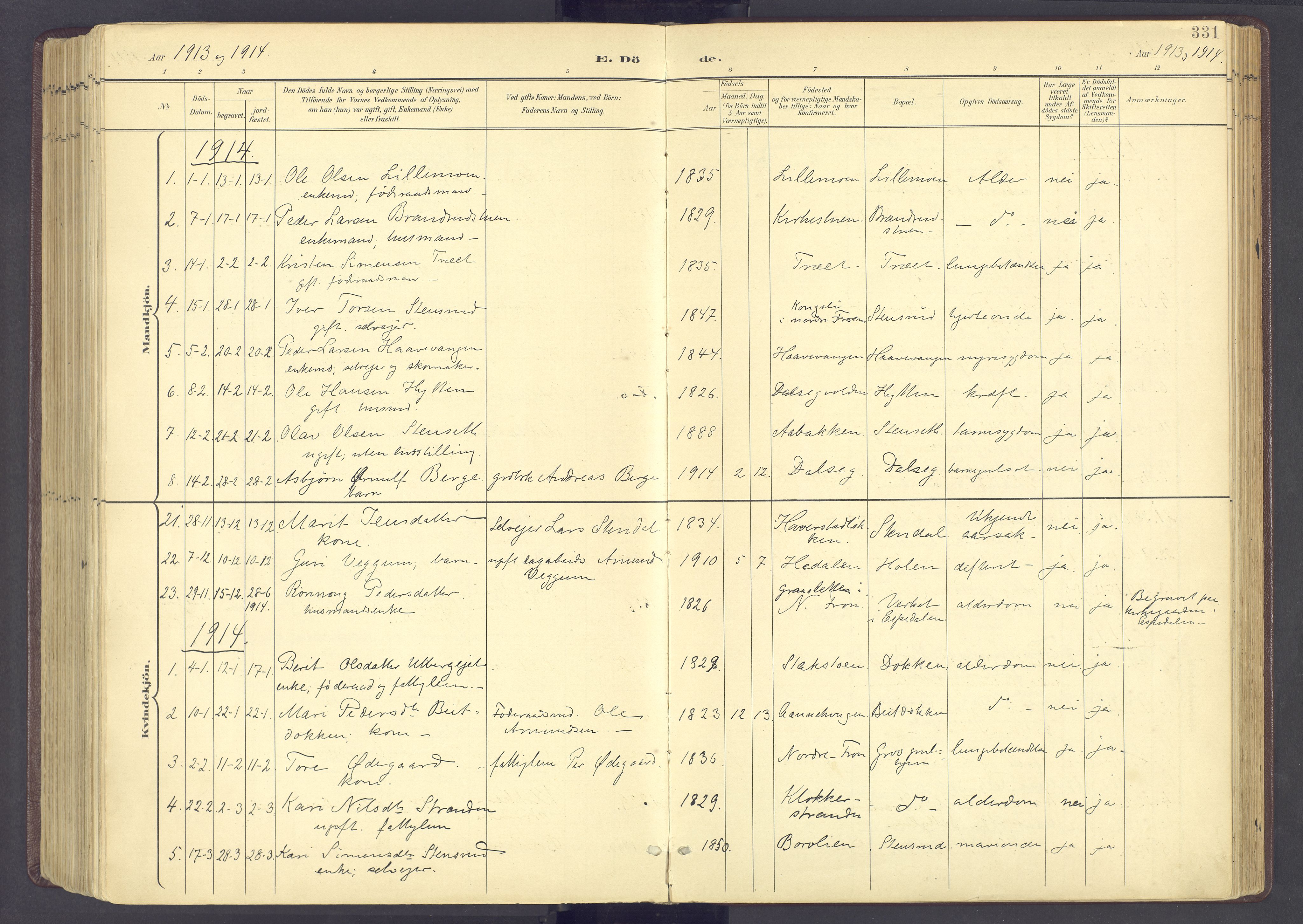 Sør-Fron prestekontor, AV/SAH-PREST-010/H/Ha/Haa/L0004: Parish register (official) no. 4, 1898-1919, p. 331