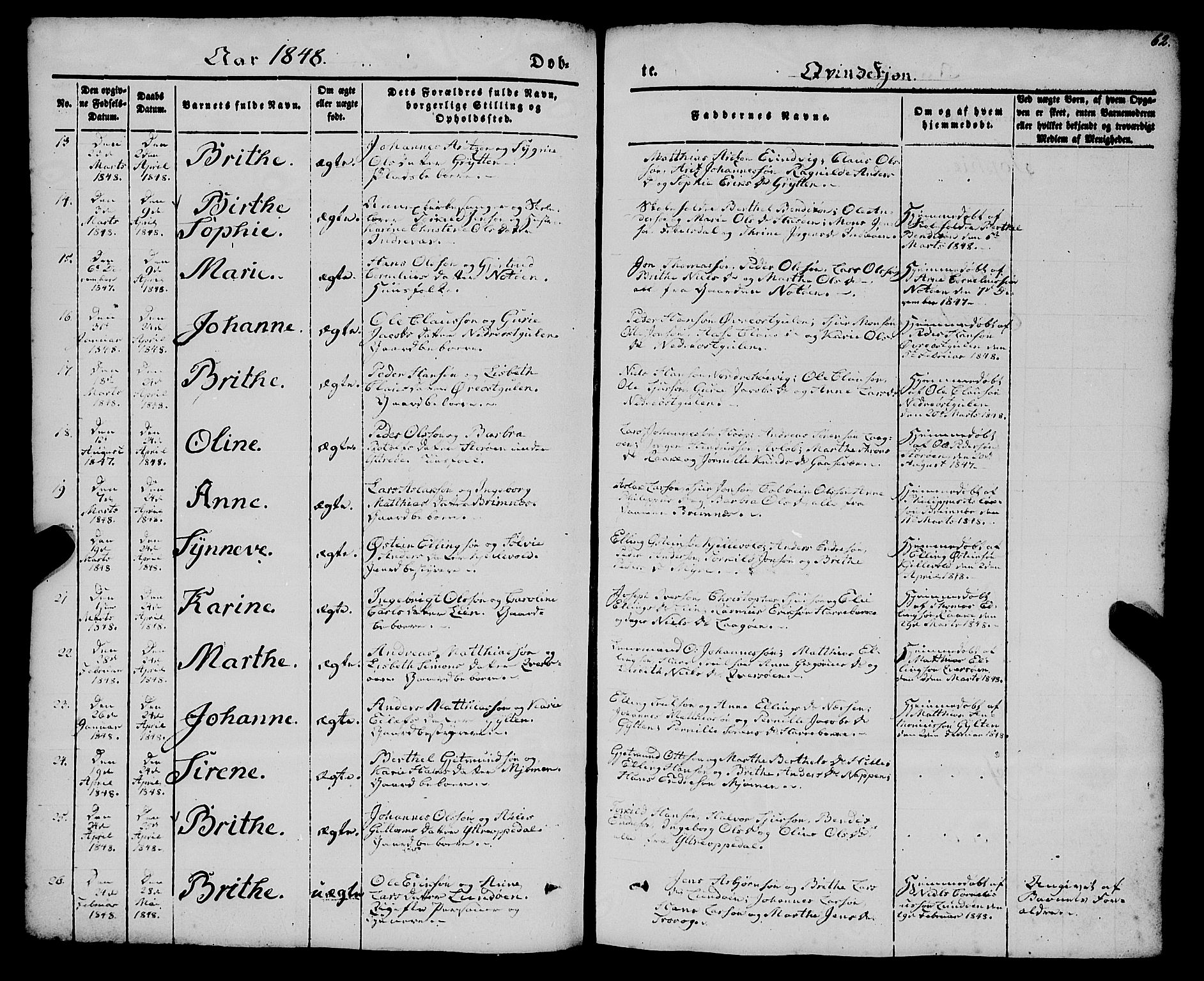 Gulen sokneprestembete, AV/SAB-A-80201/H/Haa/Haaa/L0021: Parish register (official) no. A 21, 1848-1858, p. 62