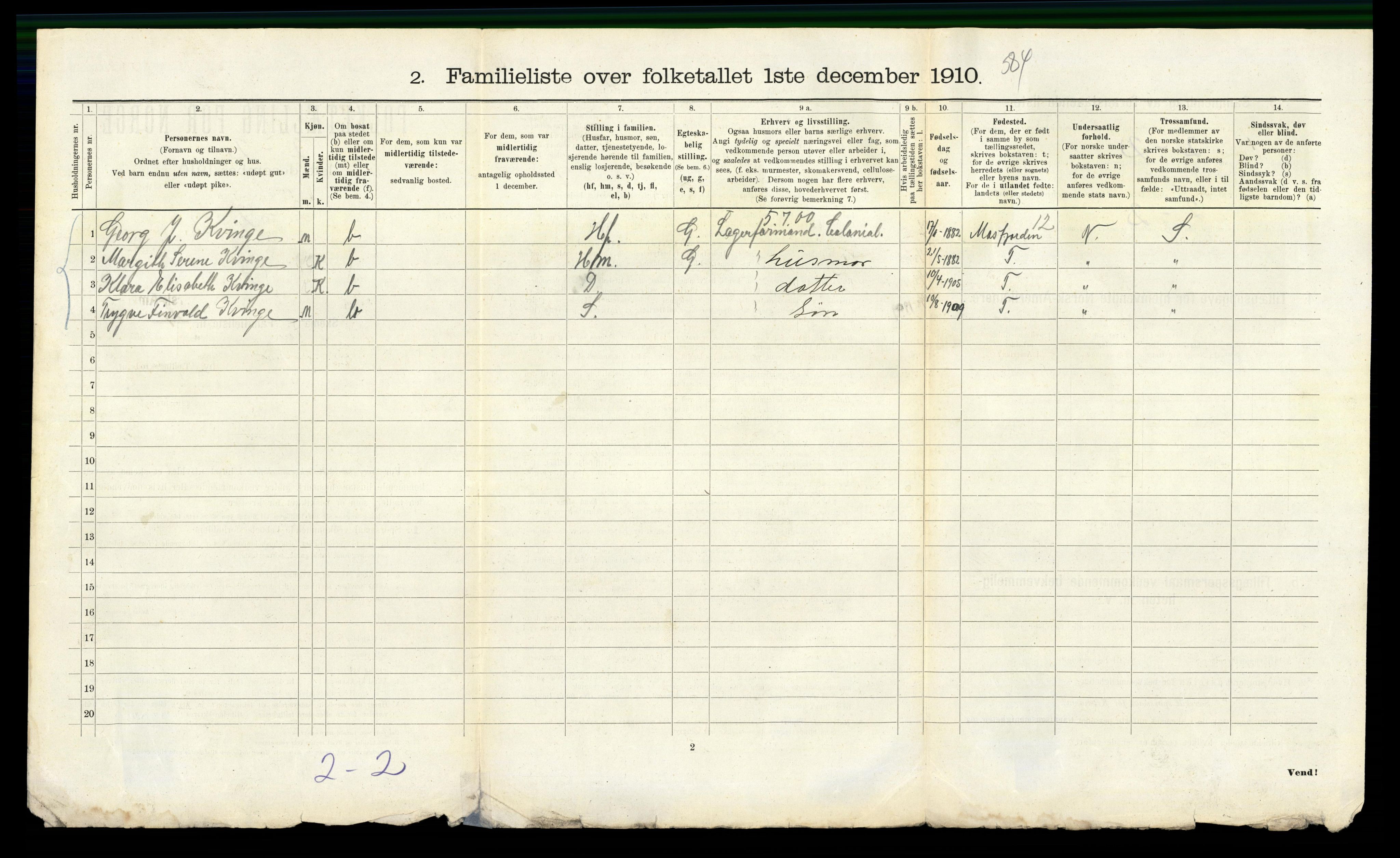 RA, 1910 census for Bergen, 1910, p. 14908