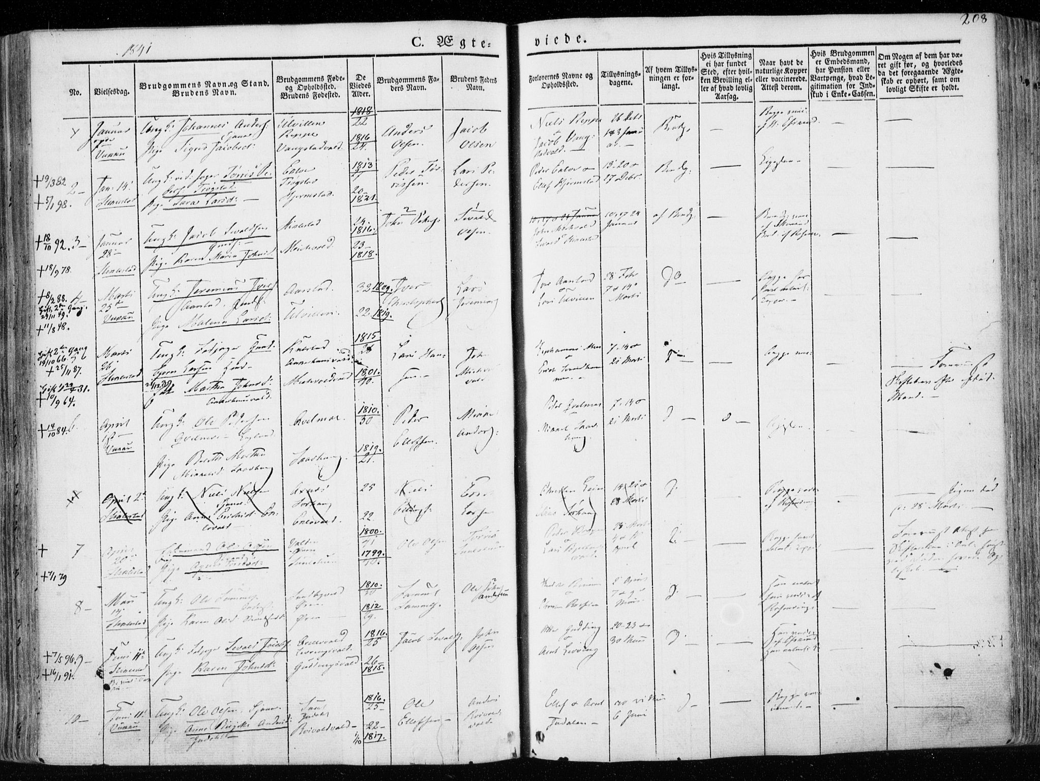 Ministerialprotokoller, klokkerbøker og fødselsregistre - Nord-Trøndelag, SAT/A-1458/723/L0239: Parish register (official) no. 723A08, 1841-1851, p. 208