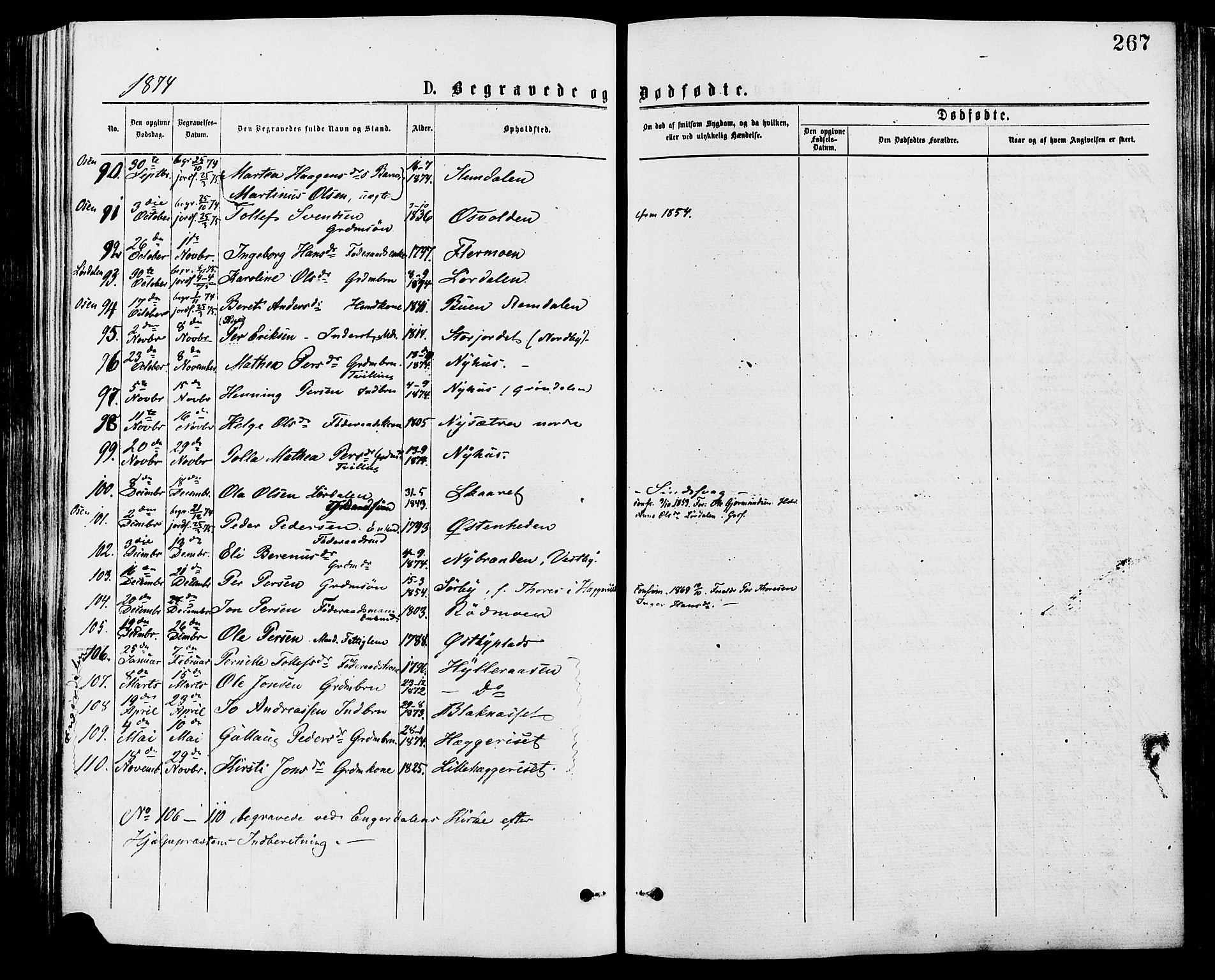 Trysil prestekontor, AV/SAH-PREST-046/H/Ha/Haa/L0007: Parish register (official) no. 7, 1874-1880, p. 267