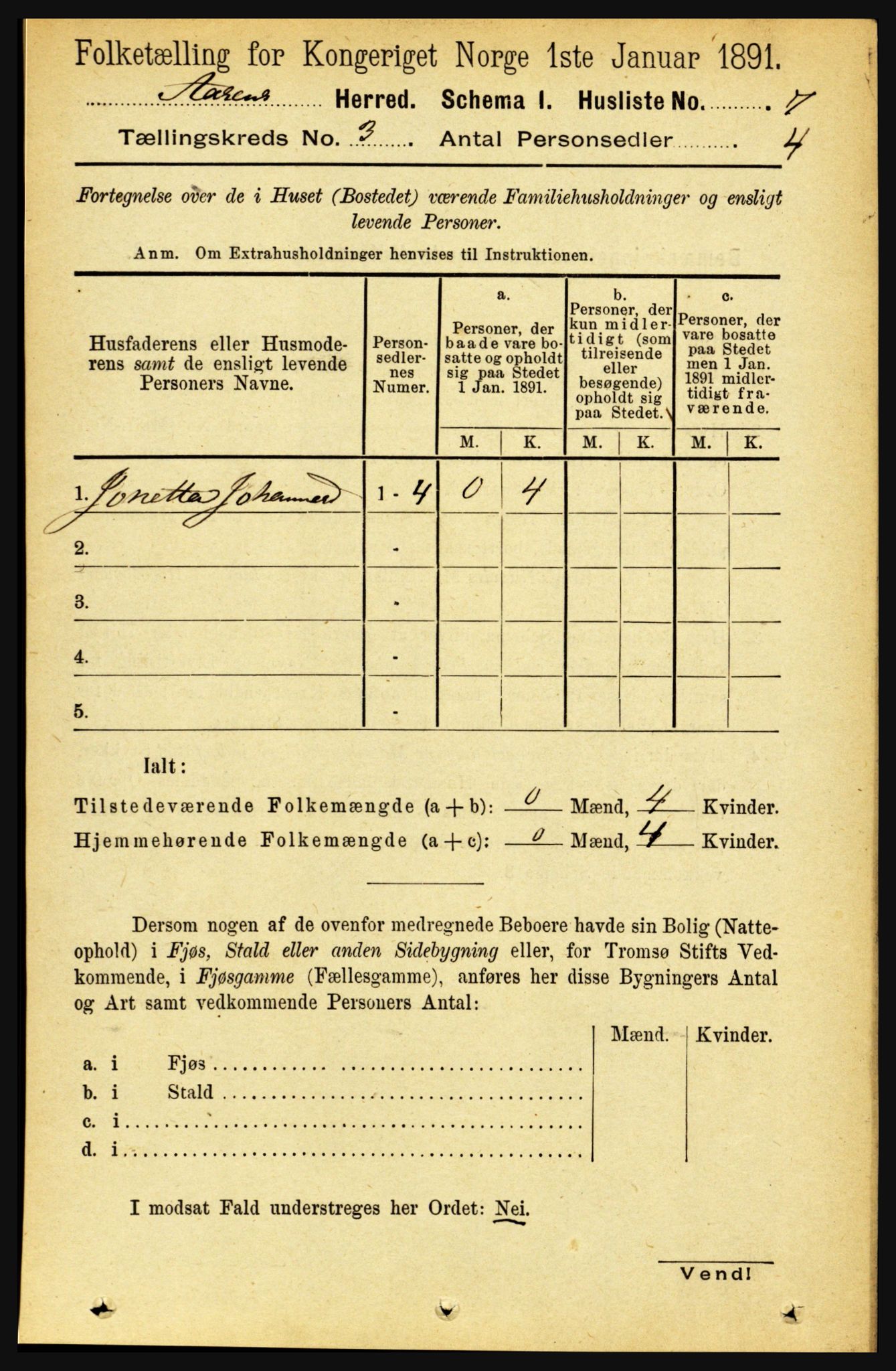 RA, 1891 census for 1716 Åsen, 1891, p. 836