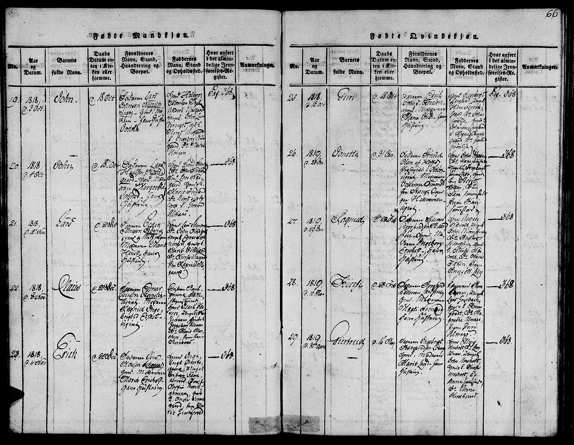 Ministerialprotokoller, klokkerbøker og fødselsregistre - Sør-Trøndelag, SAT/A-1456/685/L0956: Parish register (official) no. 685A03 /3, 1817-1829, p. 66