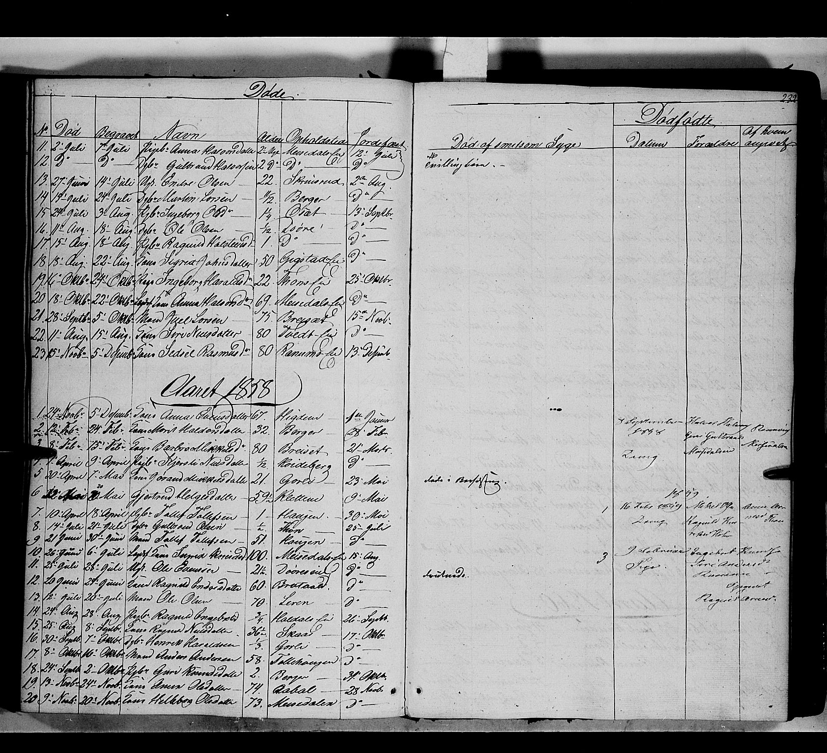 Nord-Aurdal prestekontor, SAH/PREST-132/H/Ha/Haa/L0007: Parish register (official) no. 7, 1842-1863, p. 232