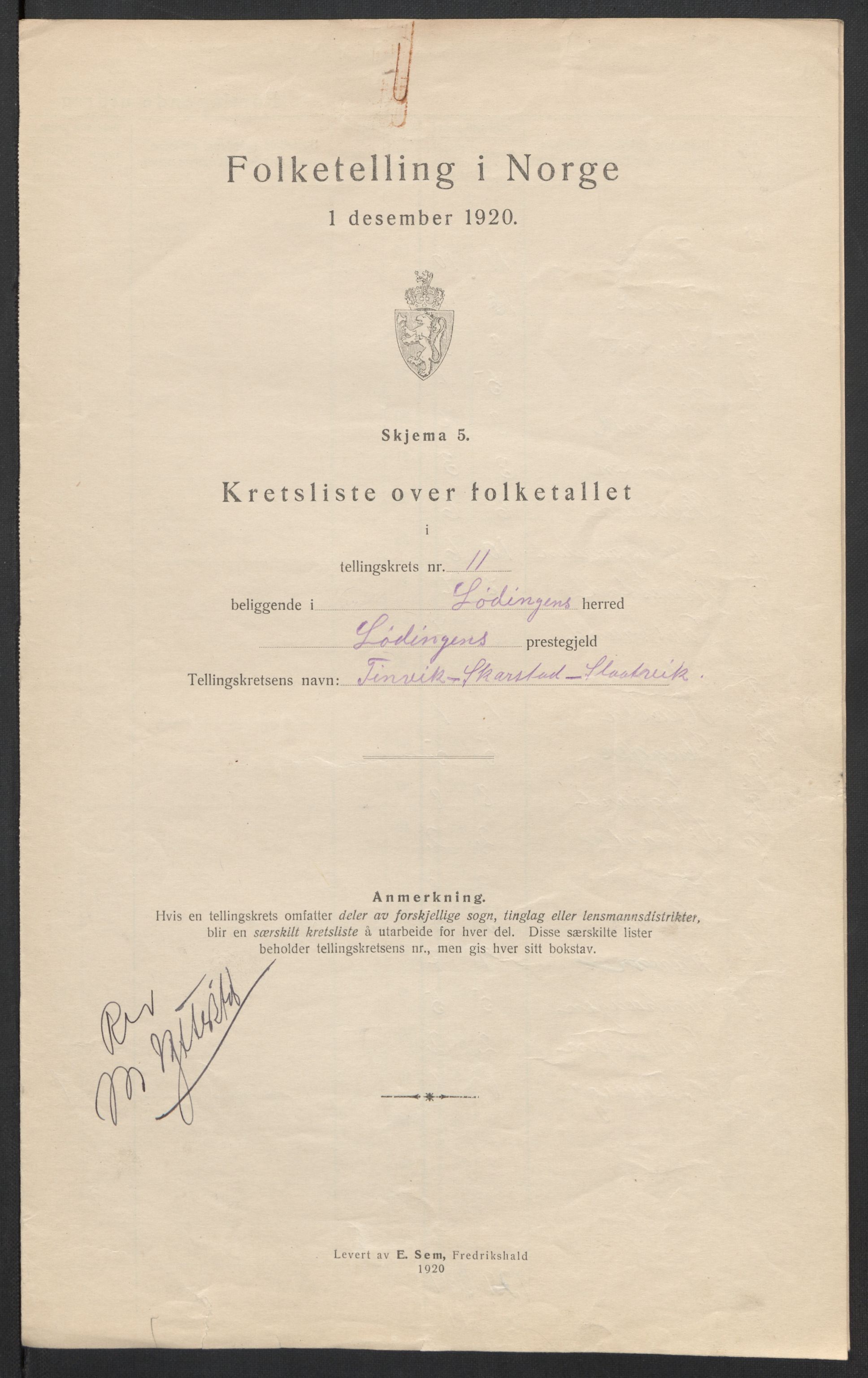 SAT, 1920 census for Lødingen, 1920, p. 36