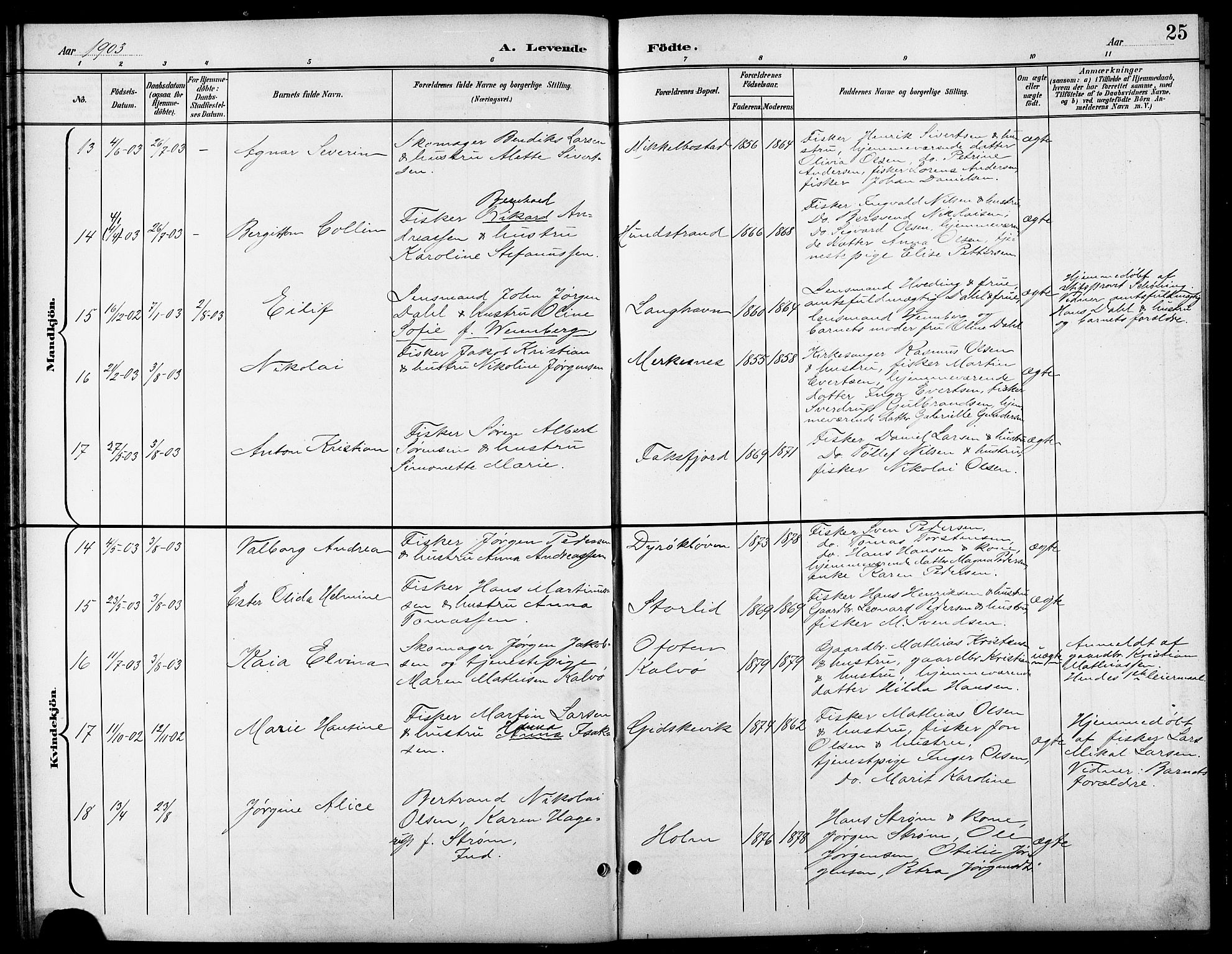 Tranøy sokneprestkontor, SATØ/S-1313/I/Ia/Iab/L0014klokker: Parish register (copy) no. 14, 1896-1918, p. 25
