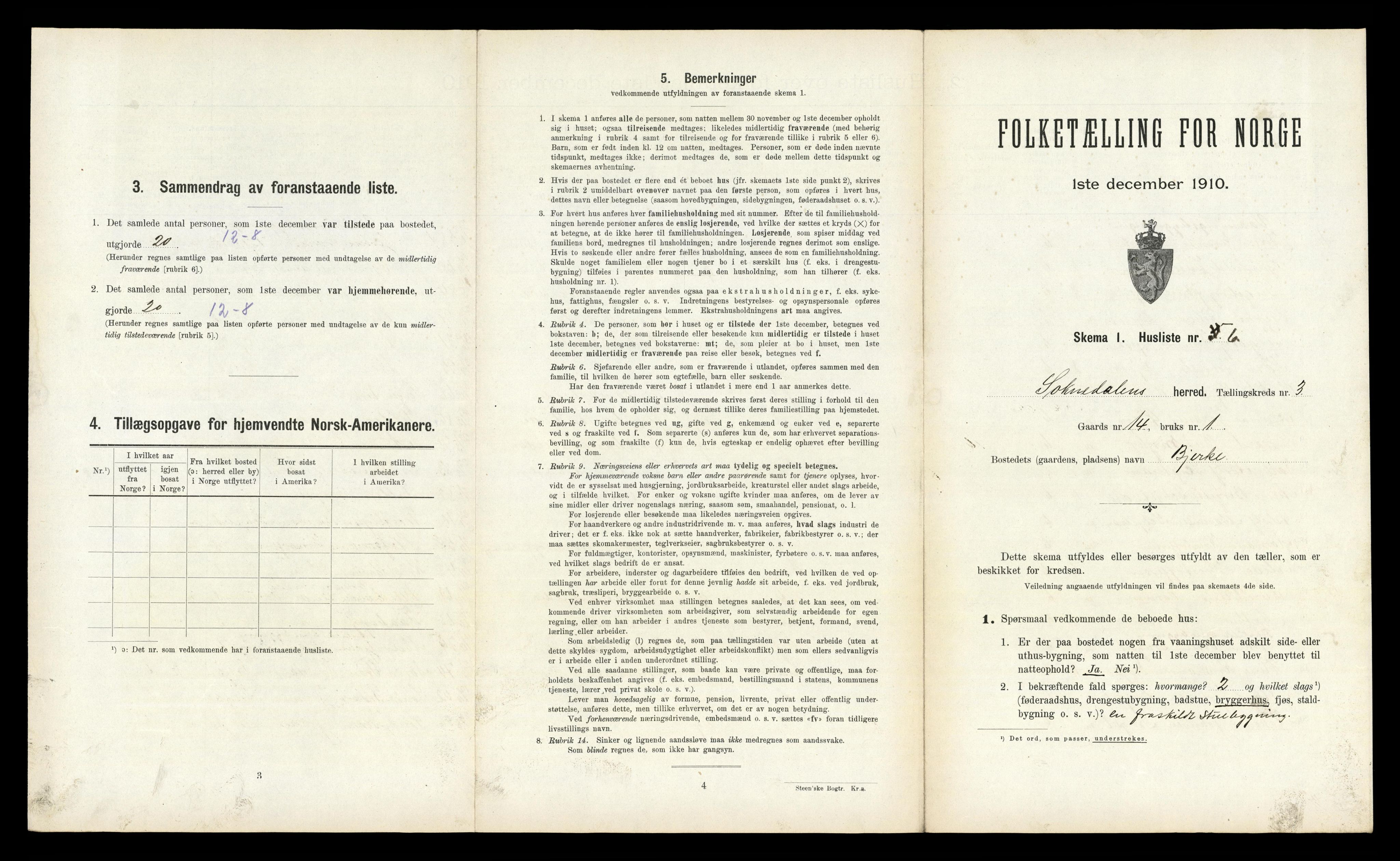 RA, 1910 census for Soknedal, 1910, p. 205