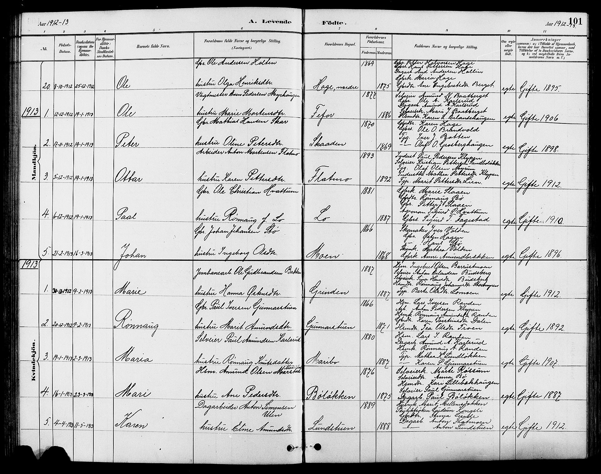 Nord-Fron prestekontor, SAH/PREST-080/H/Ha/Hab/L0004: Parish register (copy) no. 4, 1884-1914, p. 101
