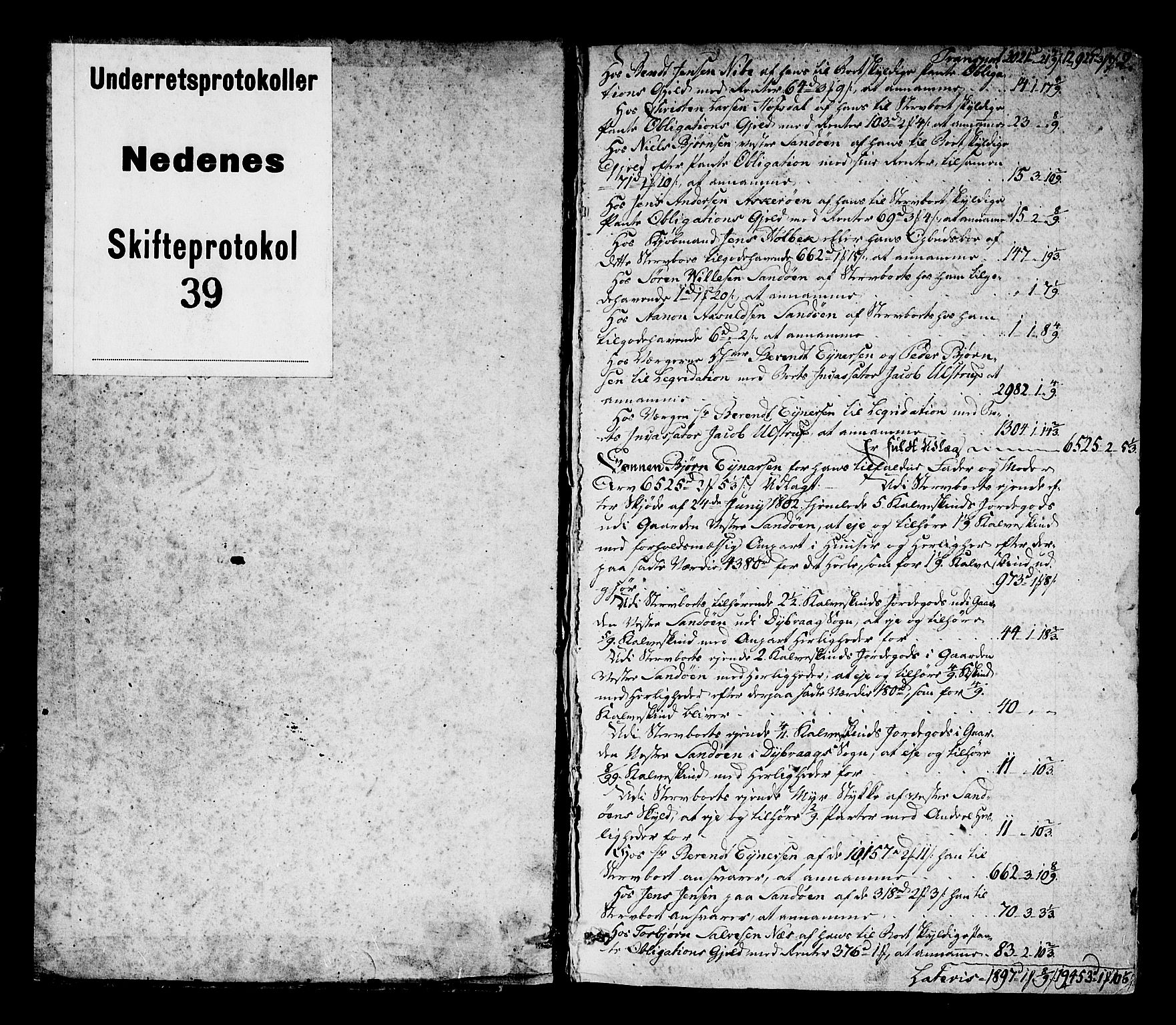 Nedenes sorenskriveri før 1824, SAK/1221-0007/H/Hc/L0054: Skifteprotokoll med register nr 39, 1812-1816, p. 1b-2a