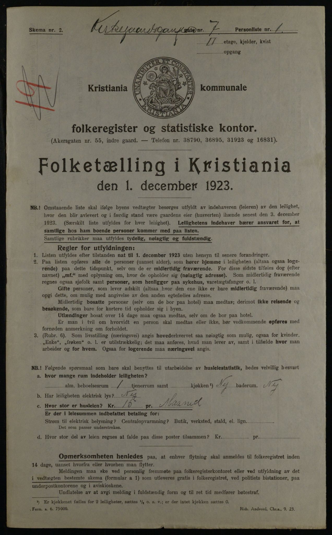 OBA, Municipal Census 1923 for Kristiania, 1923, p. 55722